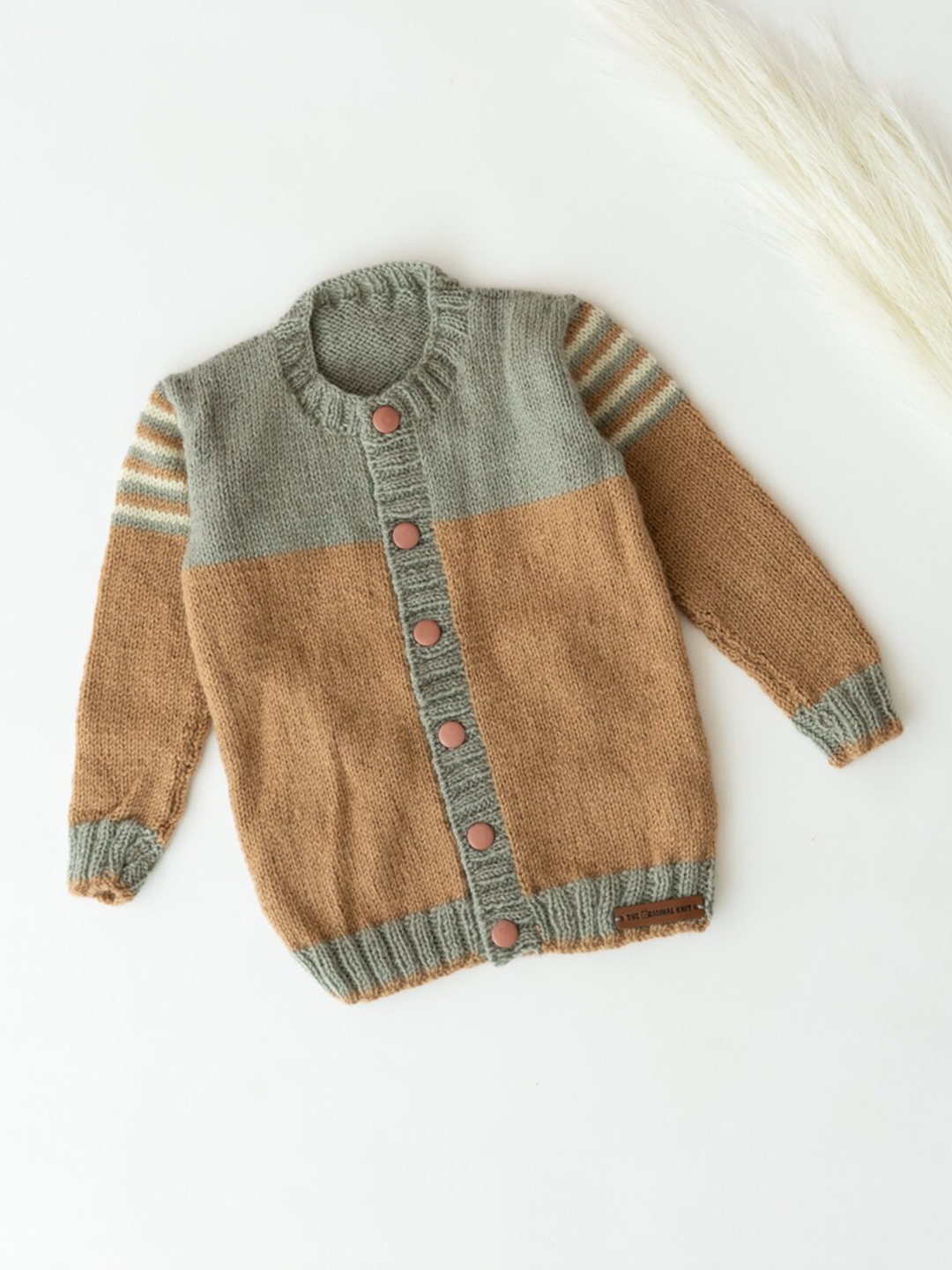 

The Original Knit Infant Kids Colourblocked Cardigan Sweater, Beige