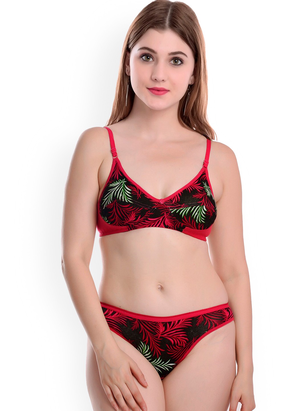 

PIBU Printed Cotton Lingerie Set P_Blossom set_Red_30