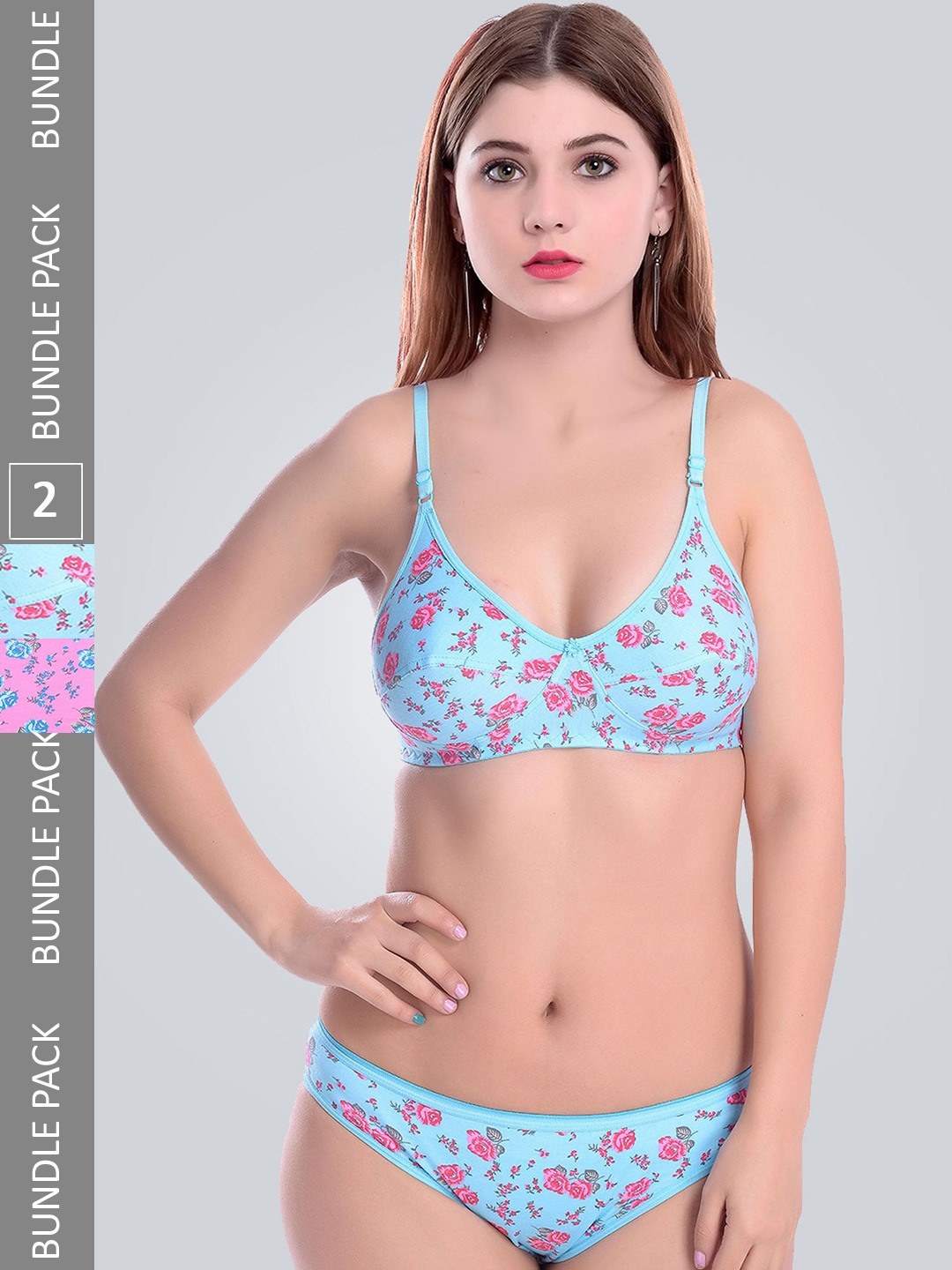 

PIBU Pack Of 2 Printed Cotton Lingerie Set F_FIL Set_Blue,Pink_30
