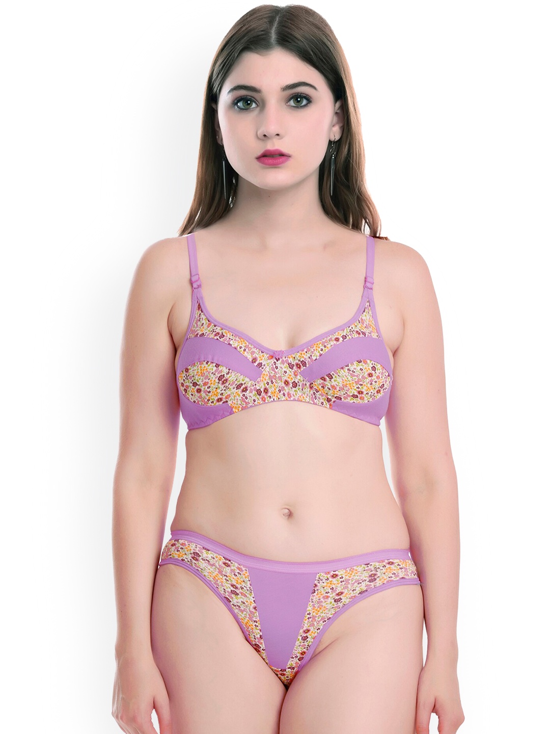 

AROUSY Printed Comfortable Cotton Lingerie Set, Purple