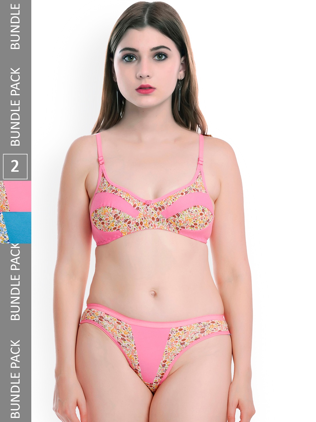 

AROUSY Pack Of 2 Printed Comfortable Cotton Lingerie Set, Blue