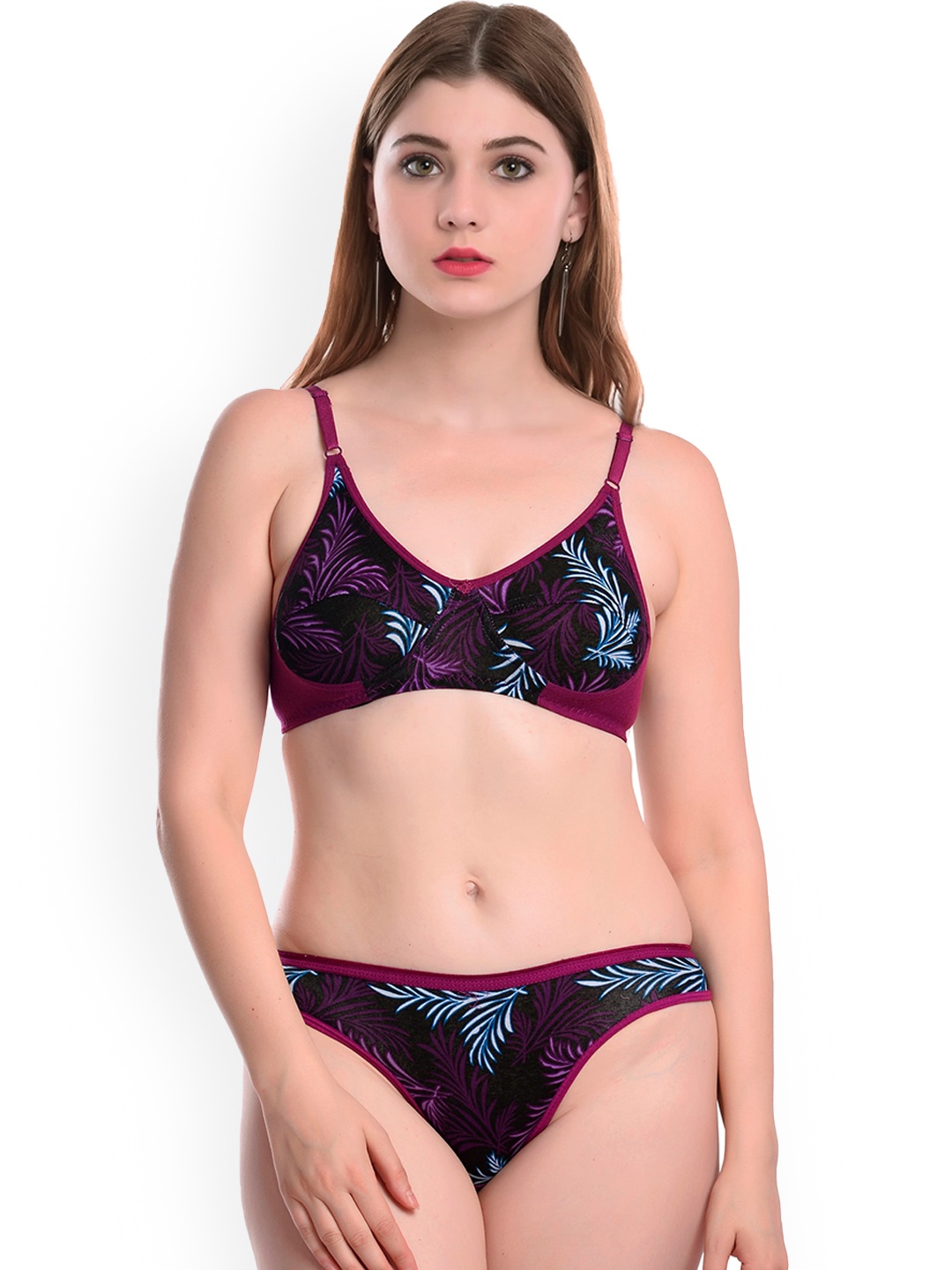 

AROUSY Printed Comfortable Cotton Lingerie Set, Maroon