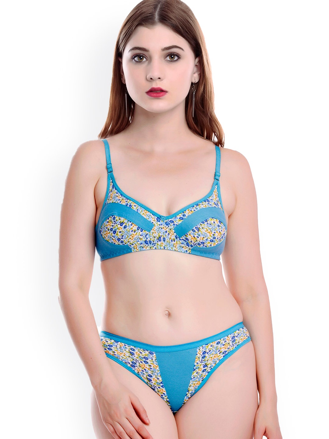 

Aamarsh Floral Printed Cotton Lingerie Set, Blue