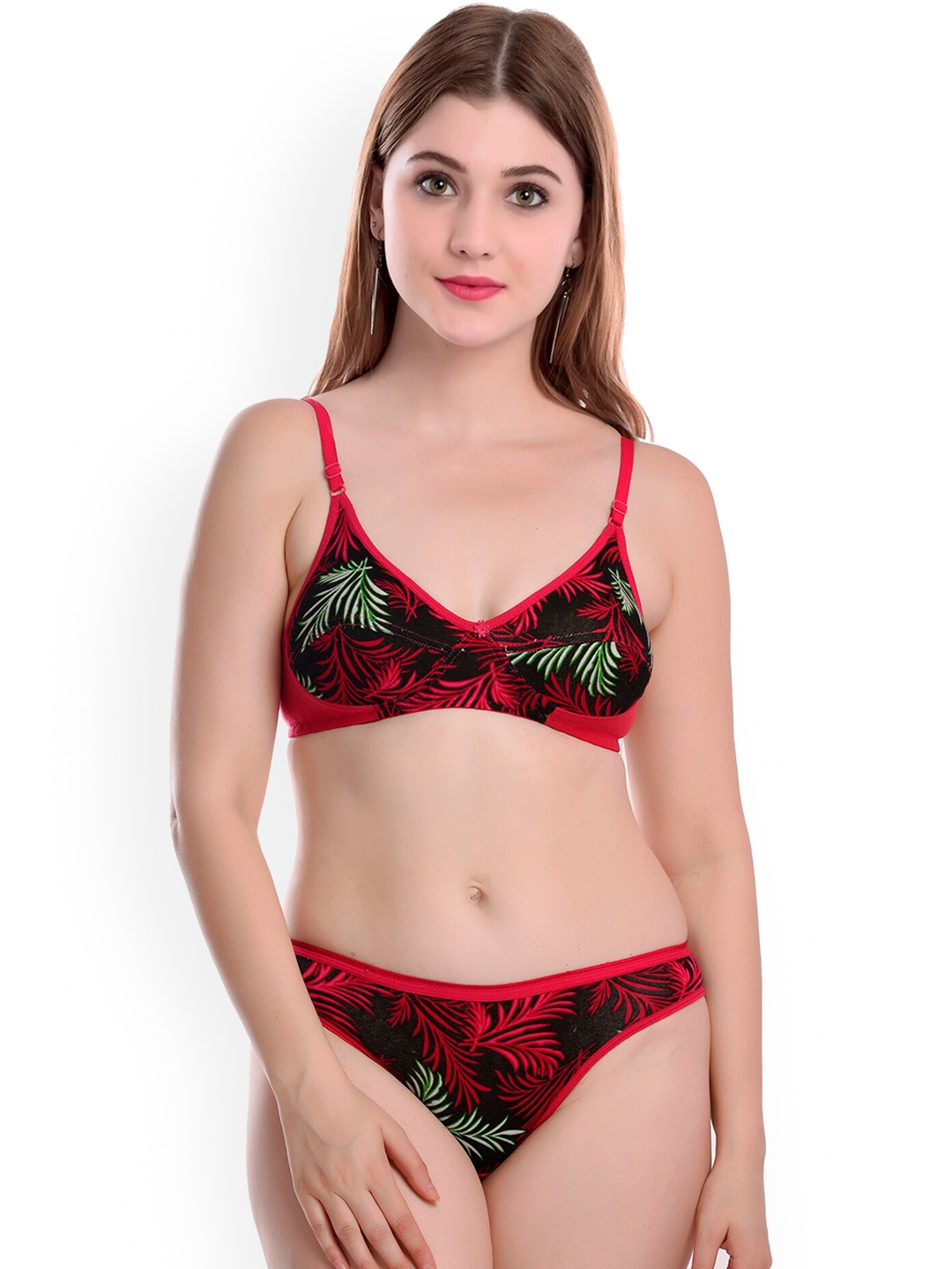 

Aamarsh Printed Non-Padded Cotton Lingerie Set A_Blossom set_Red_30