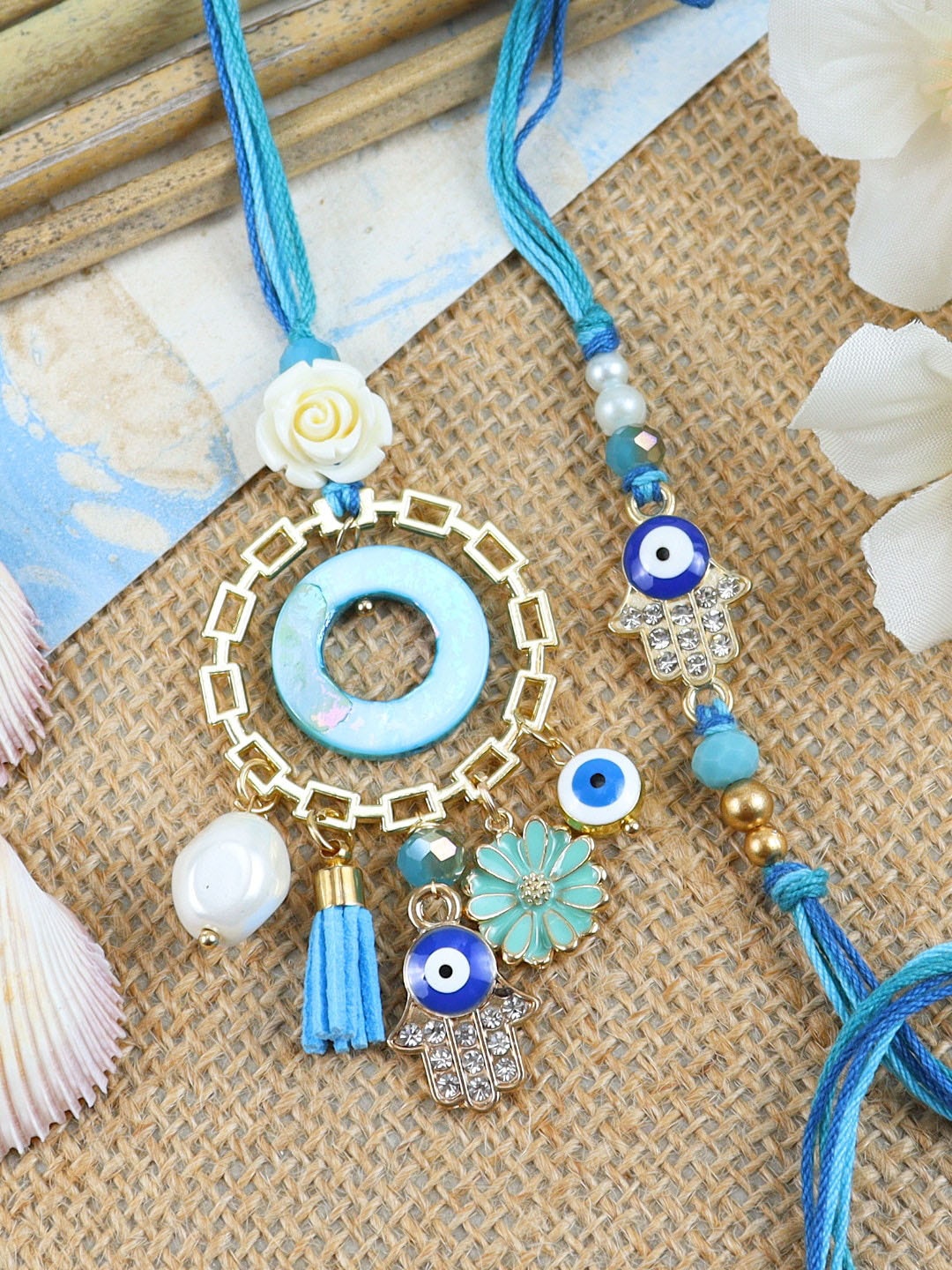 

Asthetika Set Of 2 Evil Eye Bhaiya Bhabhi Rakhi, Blue