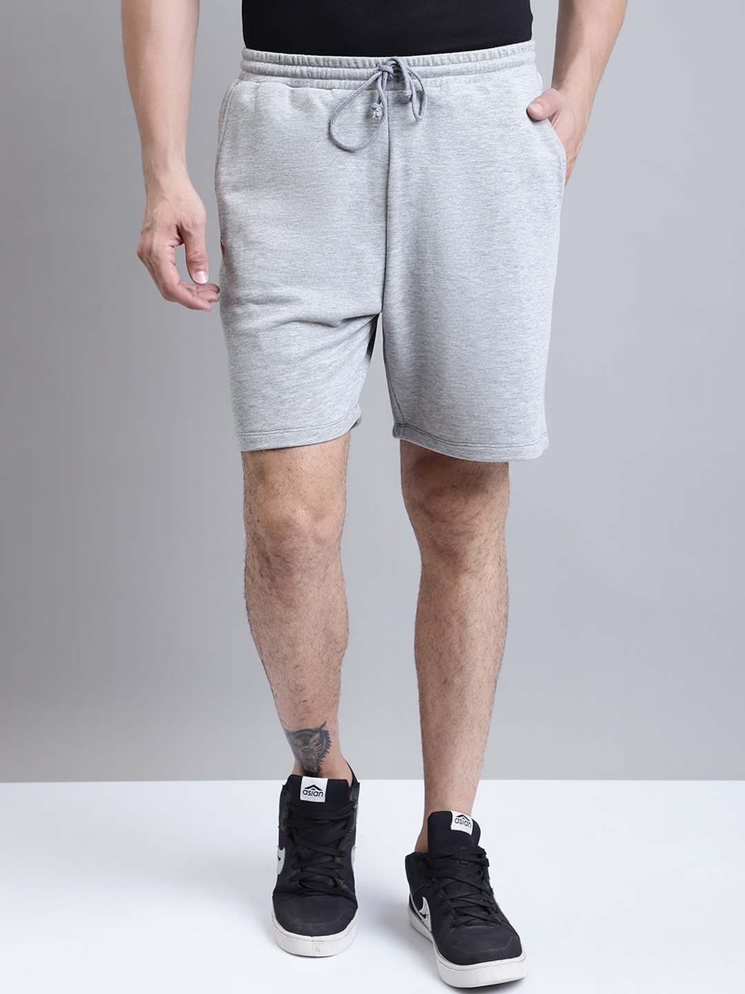 

Rute Men Mid-Rise Cotton Sports Shorts, Grey