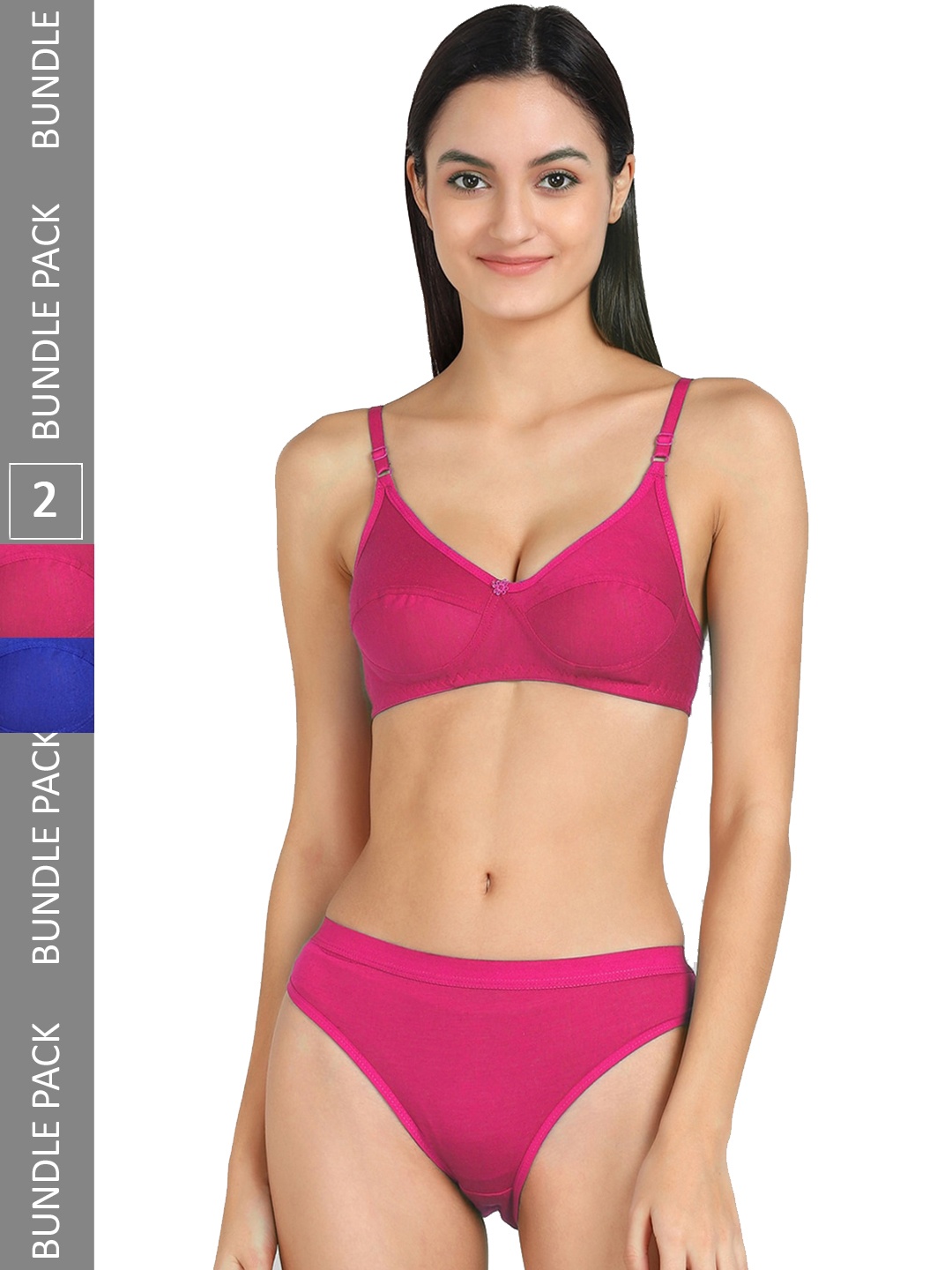 

PIBU Pack Of 2 Mid-Rise Cotton Lingerie Set, Blue