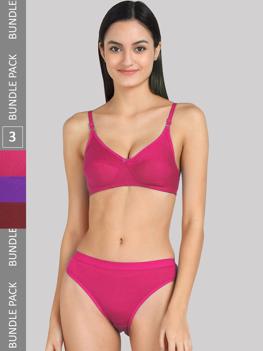 

AROUSY Pack Of 2 Mid-Rise Cotton Lingerie Set, Purple