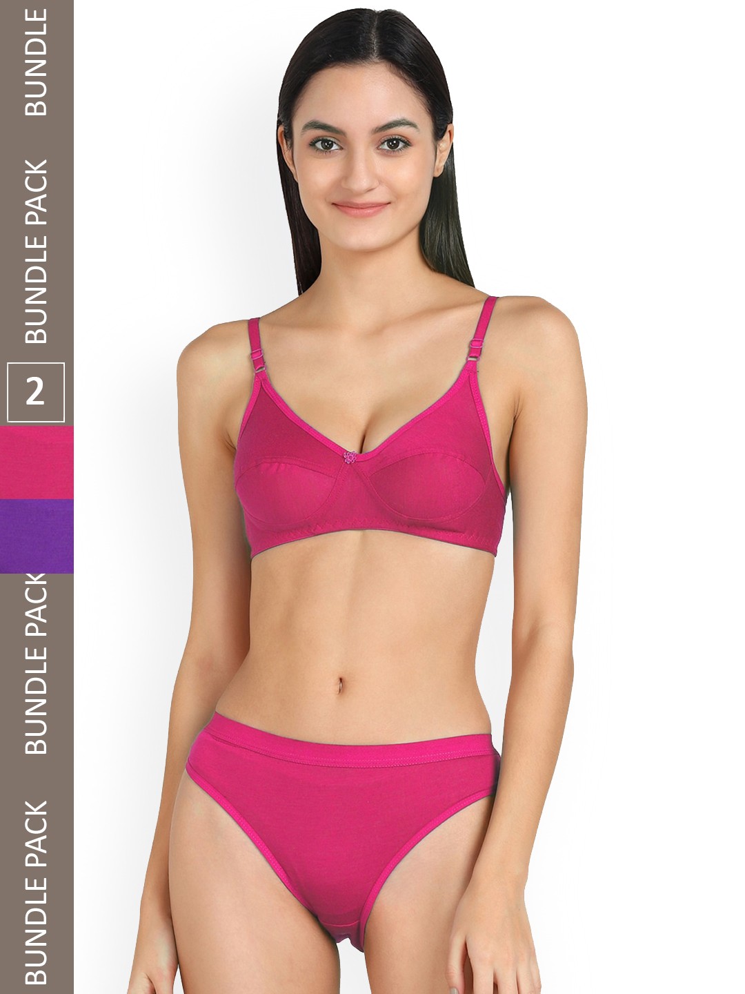 

AROUSY Pack Of 2 Mid-Rise Cotton Lingerie Set, Purple