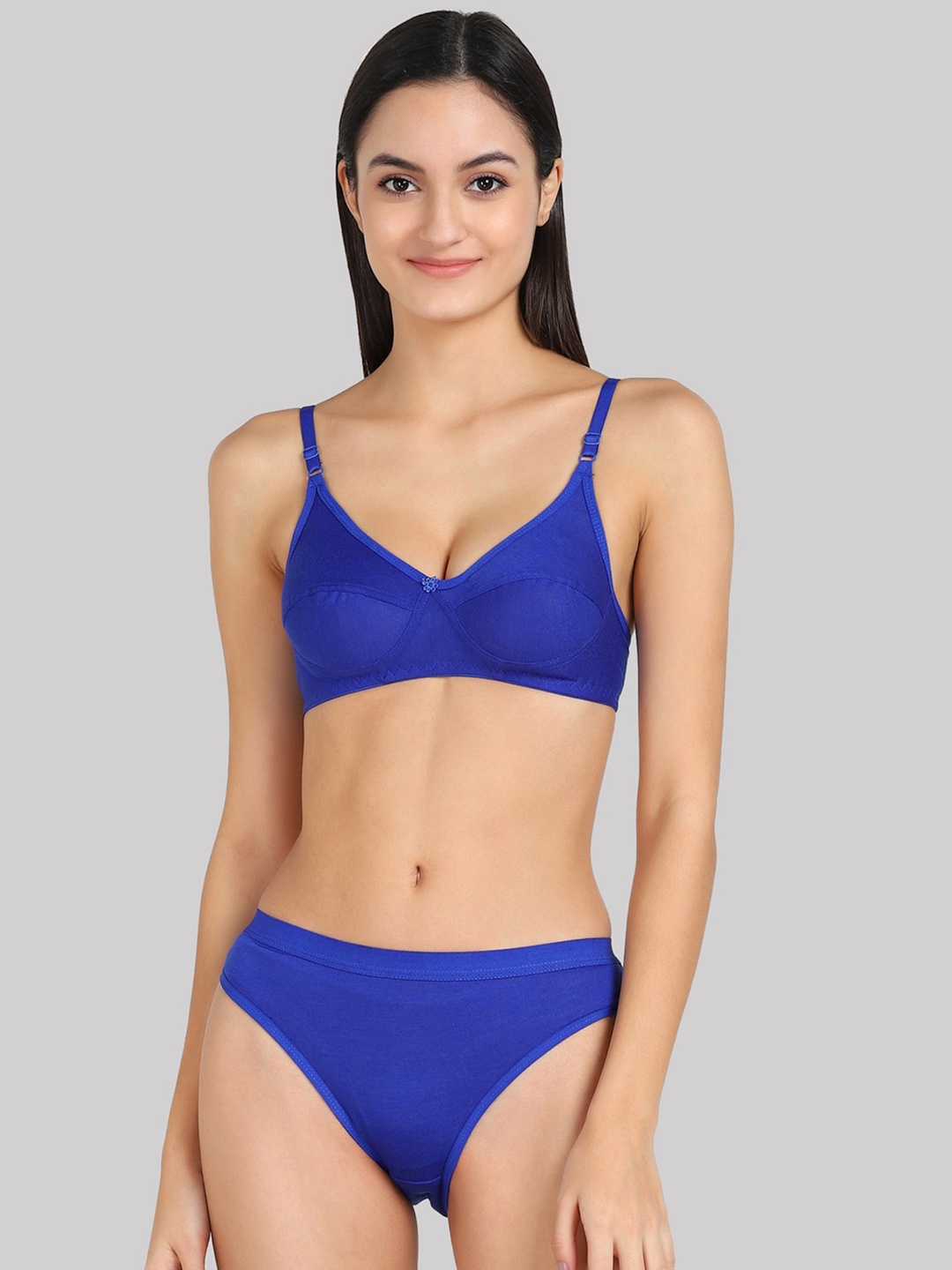 

AROUSY Mid-Rise Cotton Lingerie Set, Blue