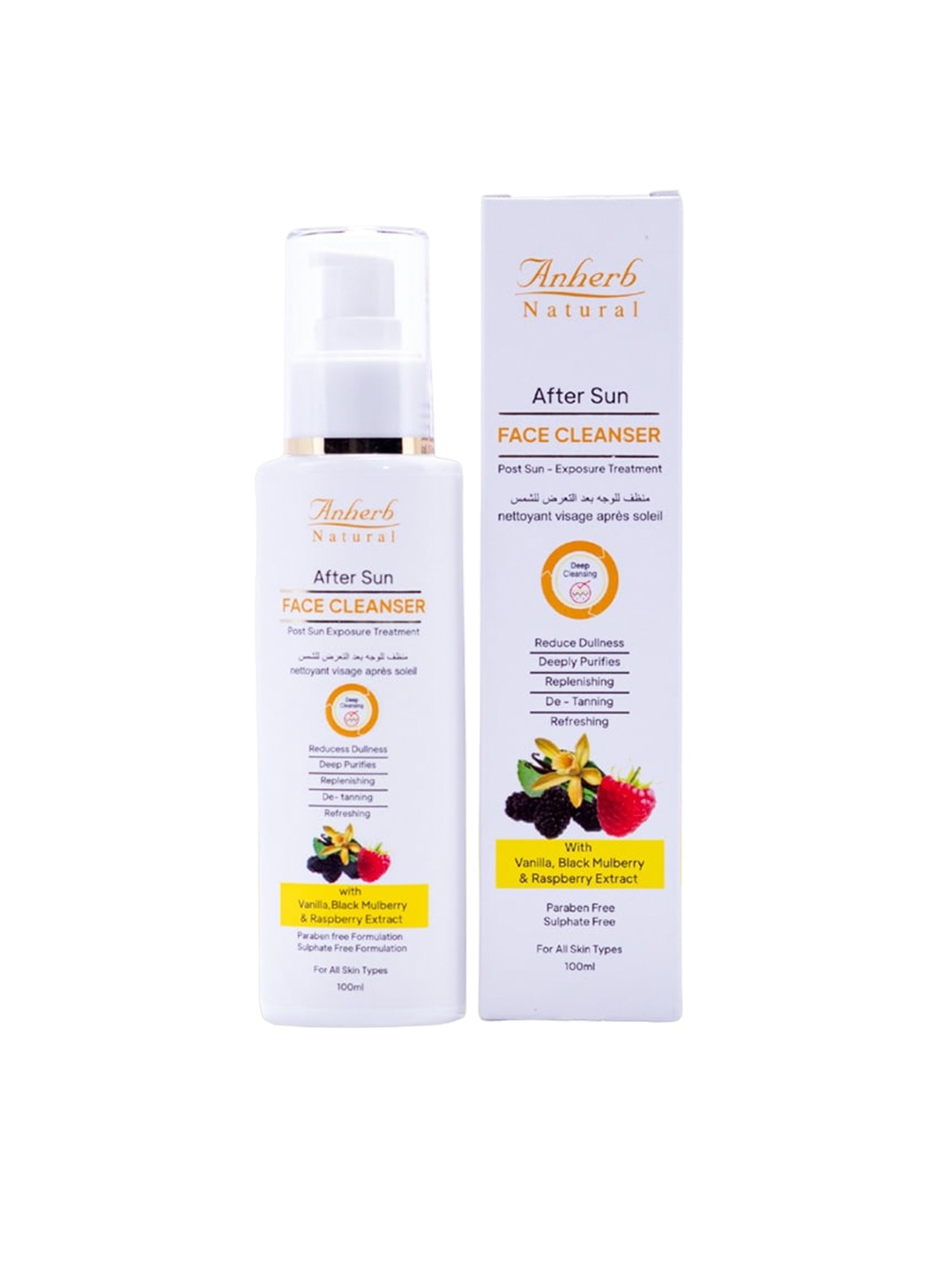 

Anherb Natural After Sun Face Cleanser For Post Sun Exposure Treatment - 100 ml, White