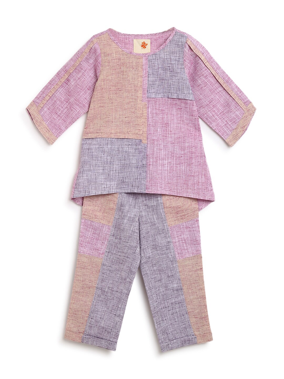 

charkhee Girls Colourblocked Top With Trousers, Lavender