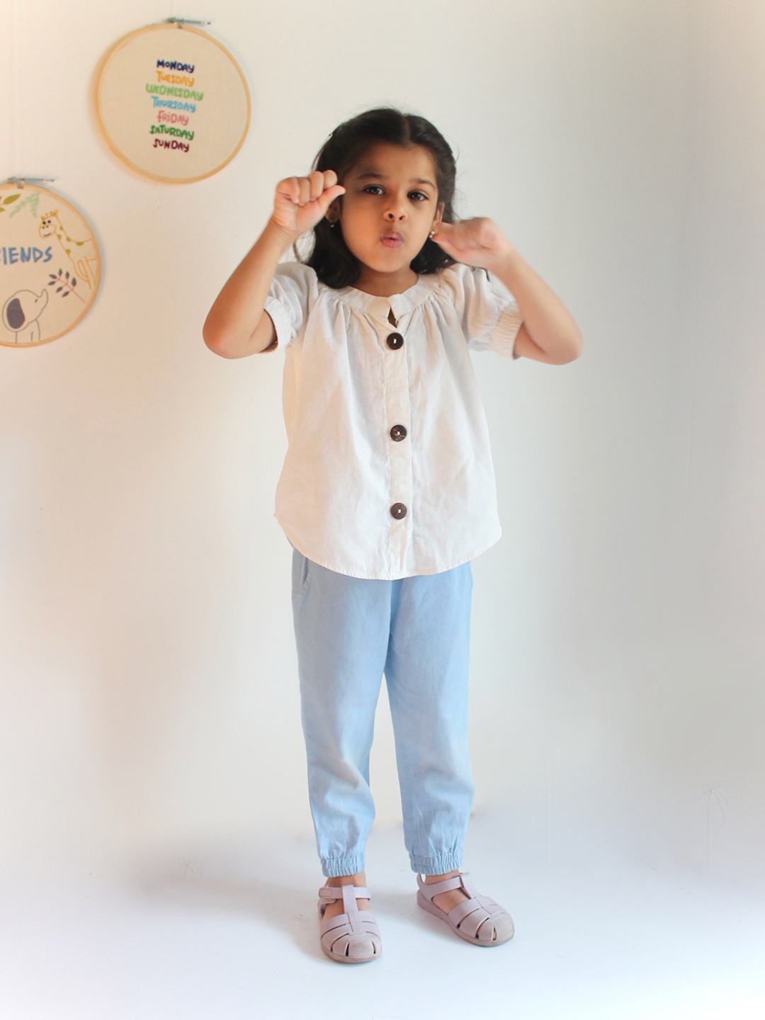 

charkhee Girls Pure Cotton Top With Trousers, White