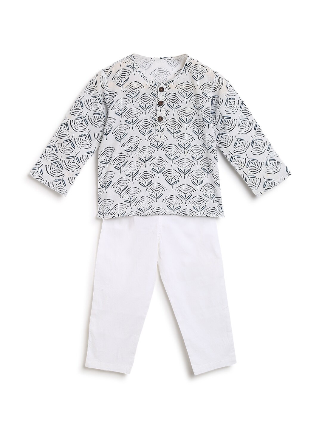 

charkhee Boys Printed Regular Pure Cotton Kurta With Pyjamas, Grey