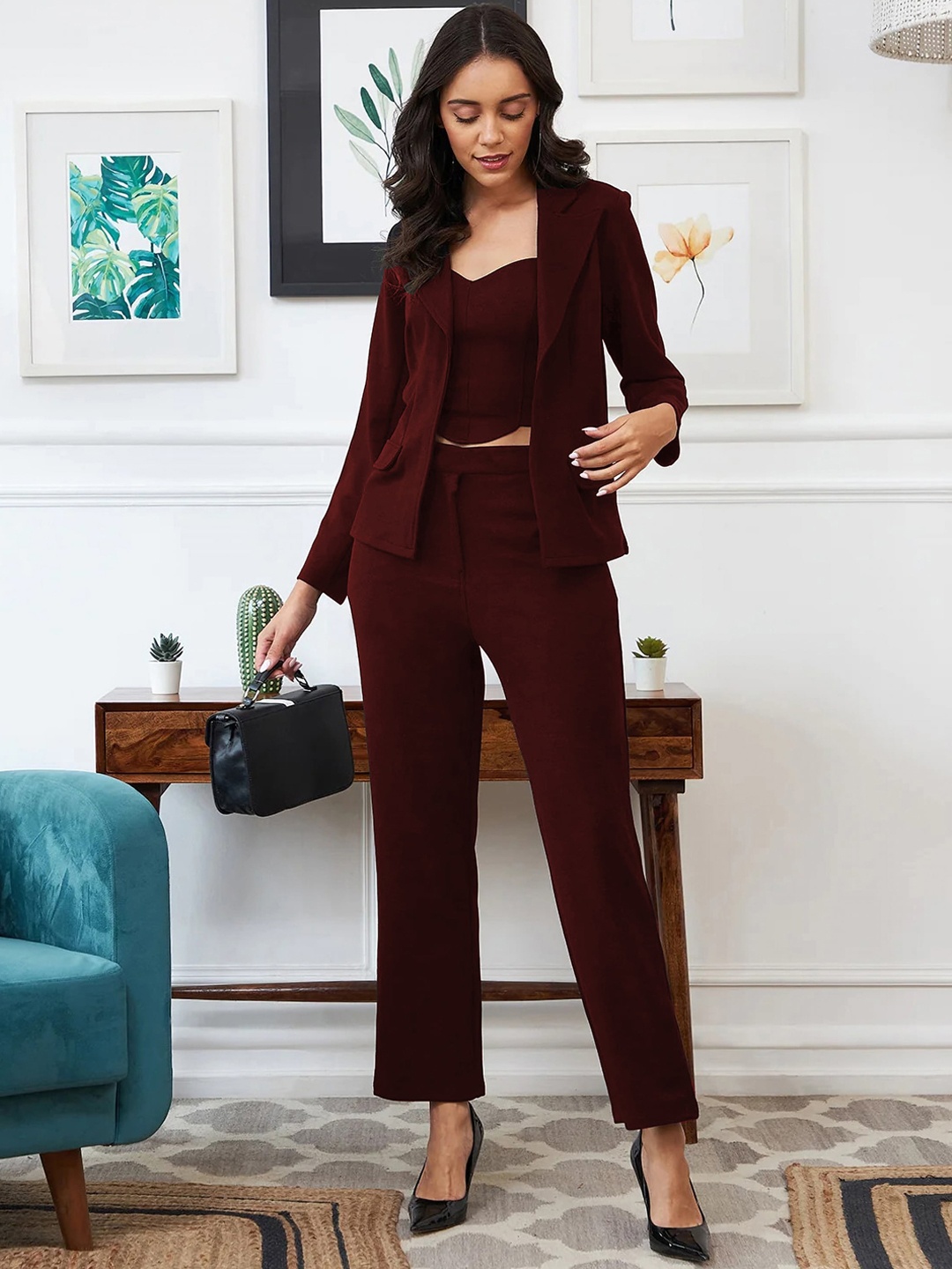 

Ekta Textiles Women Trousers Self-Design Co-Ords, Burgundy