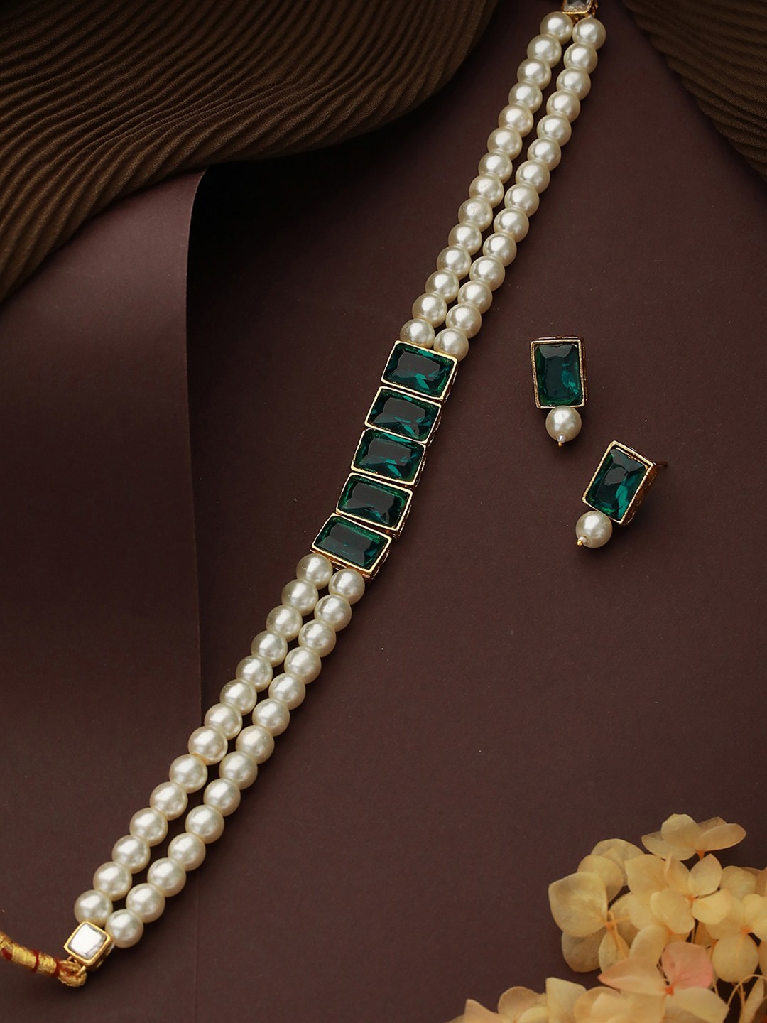

Jazz and Sizzle Gold-Plated Stone-Studded Beaded Jewellery Set