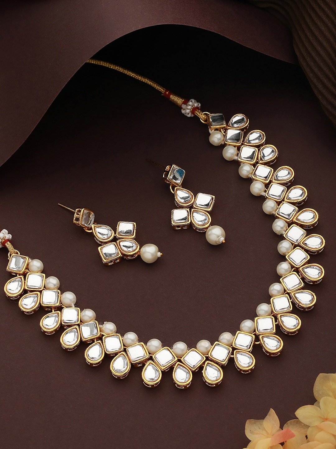 

Jazz and Sizzle Gold-Plated Kundan-Studded & Beaded Jewellery Set