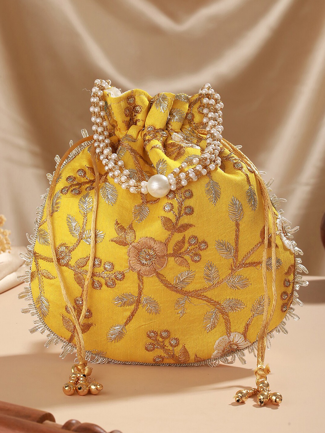 

Jazz and Sizzle Embroidered Potli, Yellow