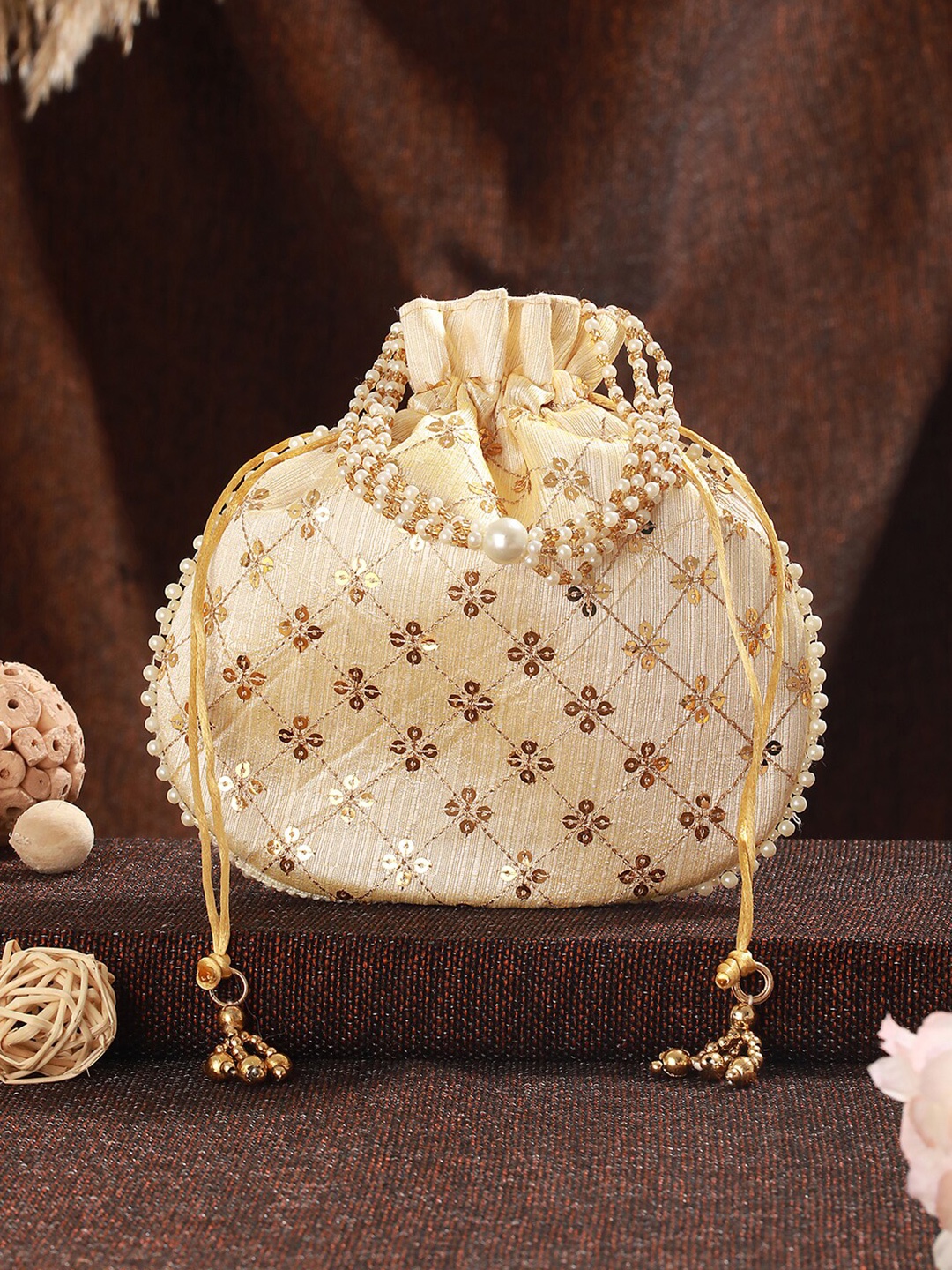 

Jazz and Sizzle Embellished Potli, Cream