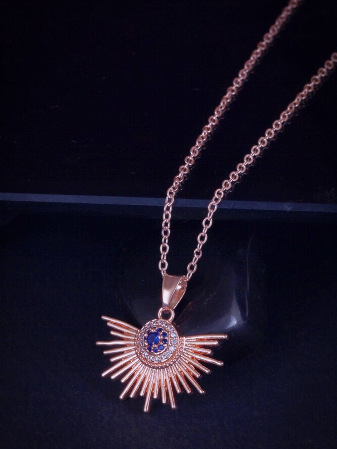 

MEENAZ Lobster Closure Rose Gold-Plated American Diamond Antique Necklace