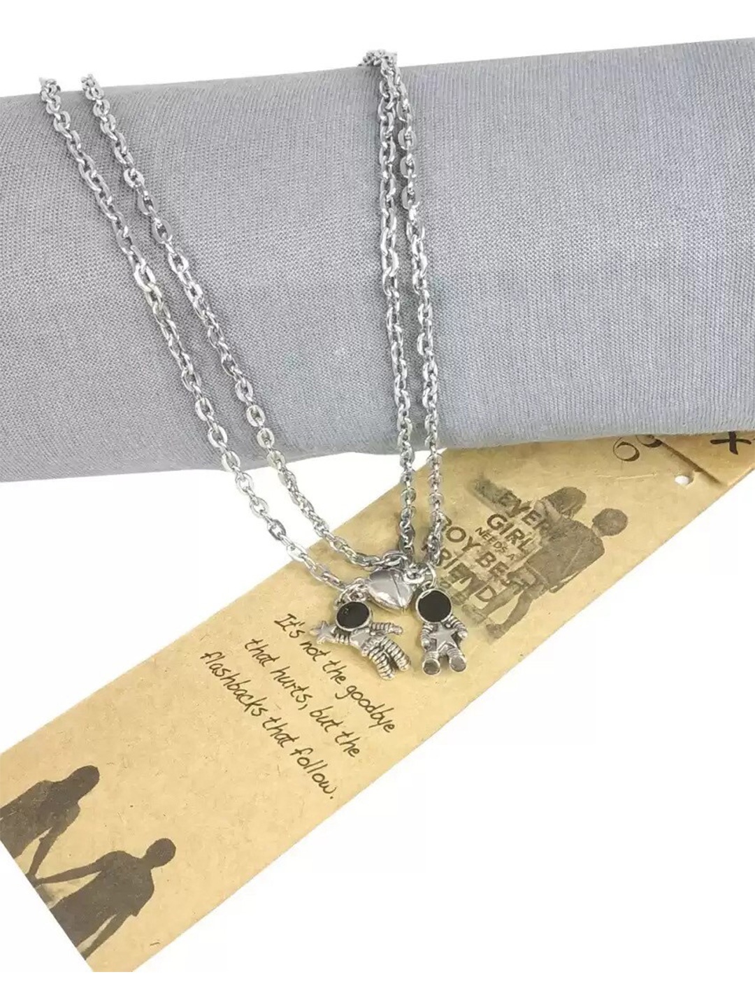 

MEENAZ Unisex Set Of 2 Silver Plated Chains