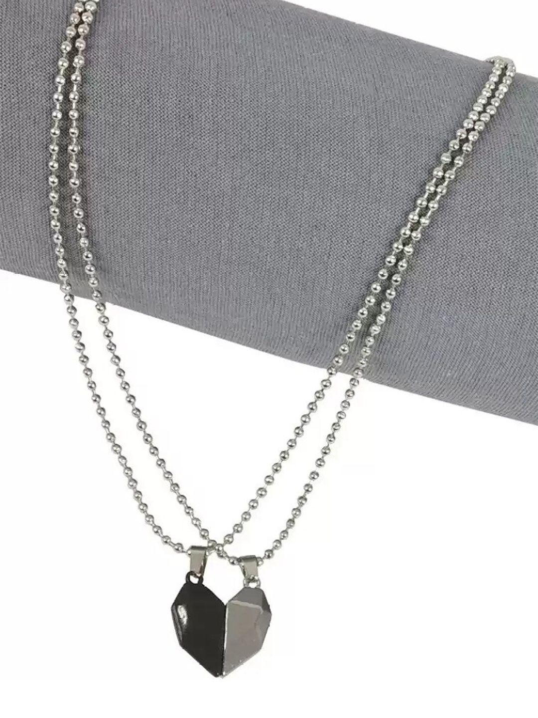 

MEENAZ Unisex Set Of 2 Silver-Plated Chains