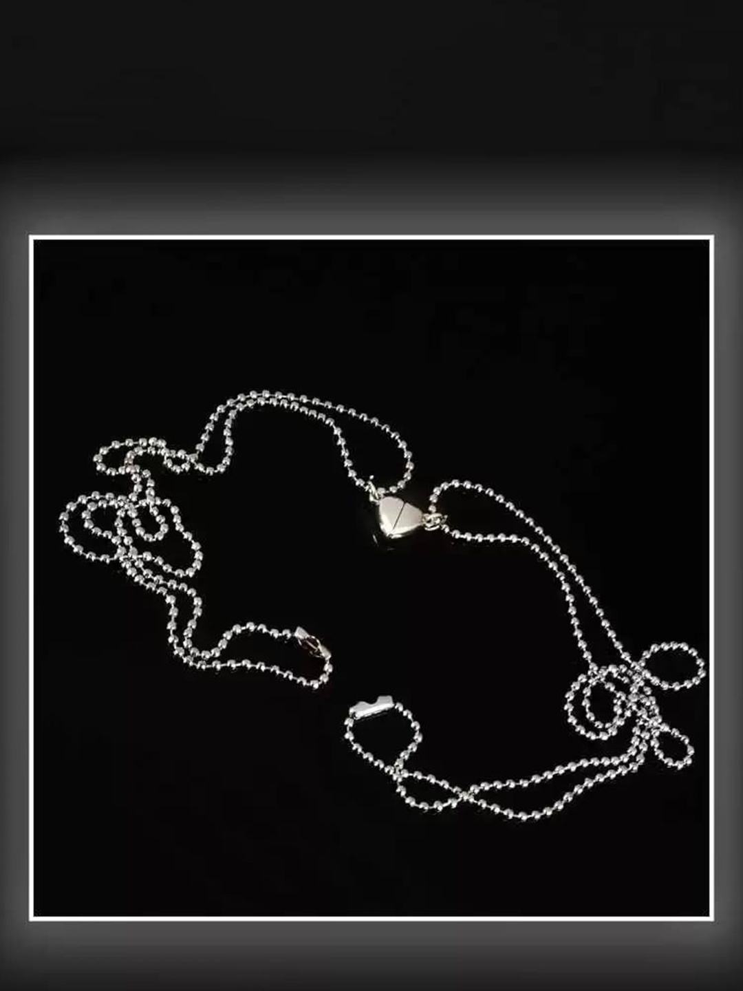 

MEENAZ Set Of 2 Silver-Plated Couples magnetic Pendant
