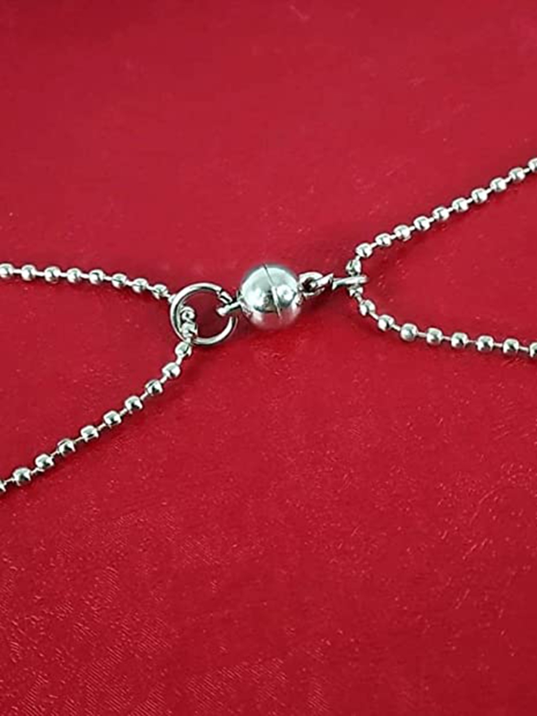 

MEENAZ Couples magnetic Set Of 2 Silver-Plated Pendant