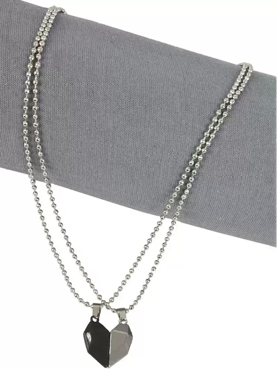 

MEENAZ Set Of 2 Silver-Plated Stainless Steel Pendant