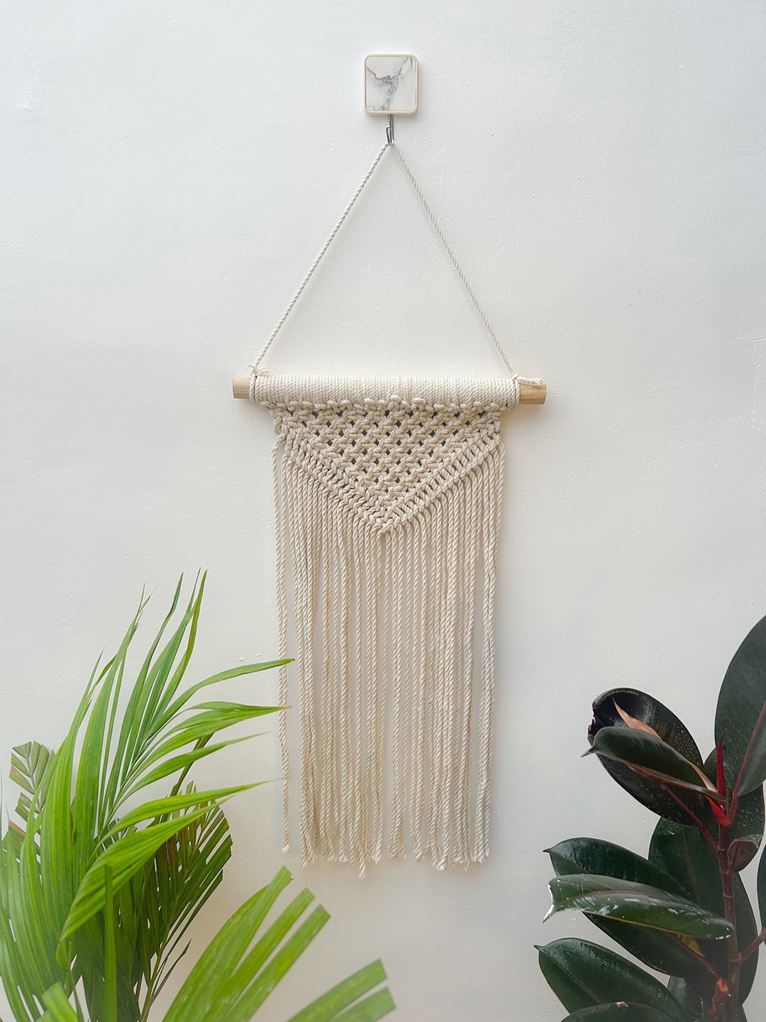 

CHHAVI INDIA Off White Self Design Wood Wall Hanging