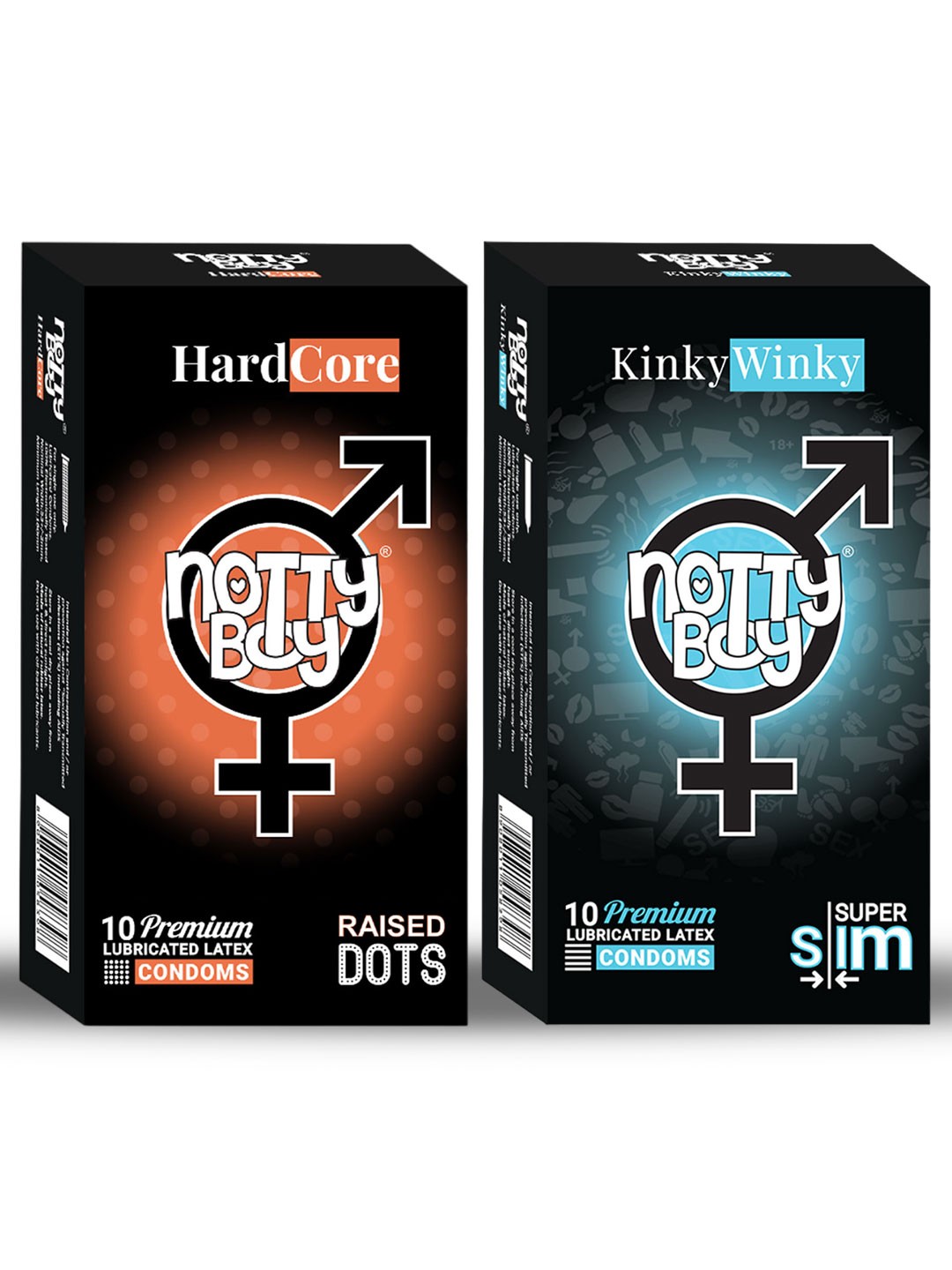 

noTTy Boy Set Of Hard Core Raised Dots & Kinky Winky Super Slim Condoms - 10Pcs Each, Blue