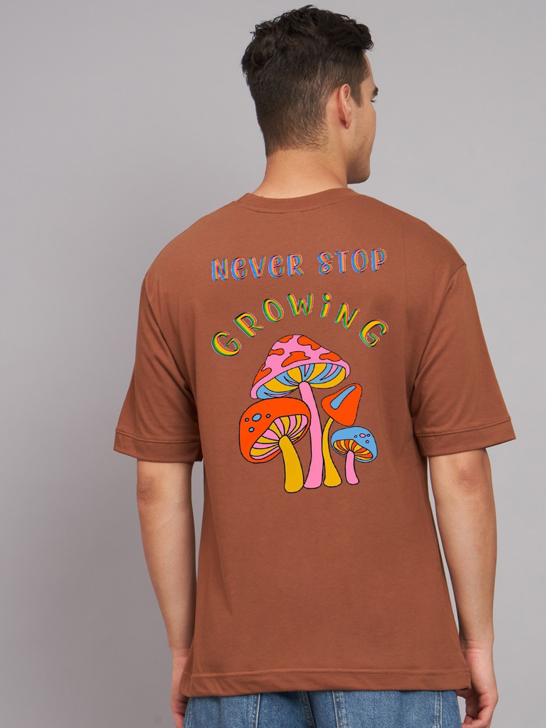 

Imsa Moda Graphic Printed Loose Fit T-shirt, Coffee brown