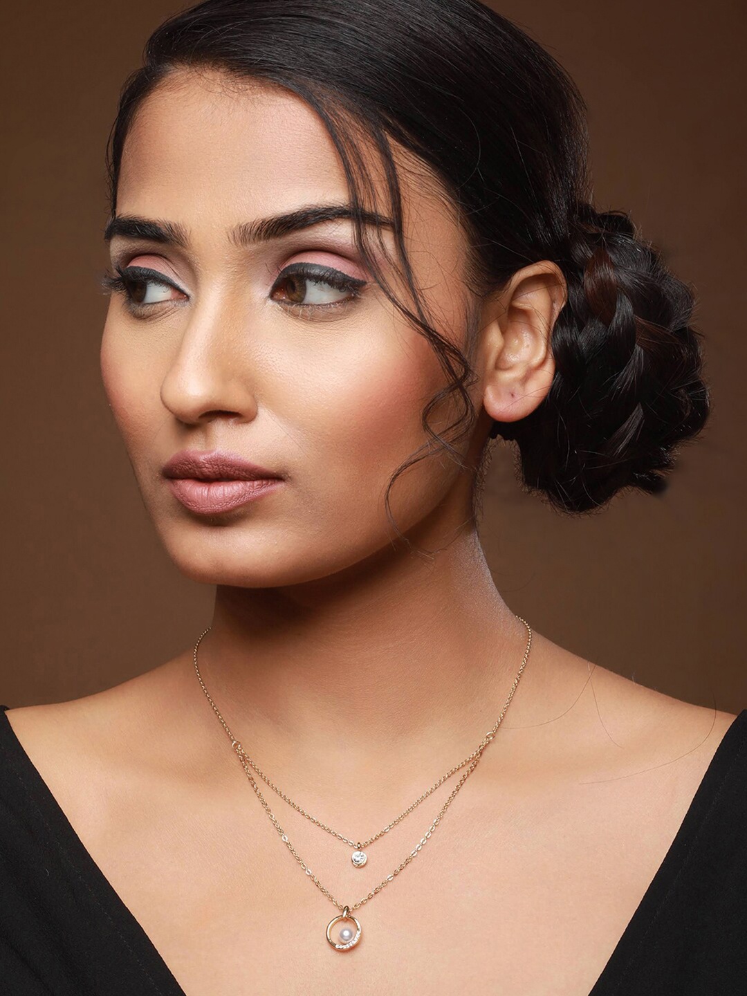 

DressBerry Gold-Plated CZ-Studded Layered Necklace