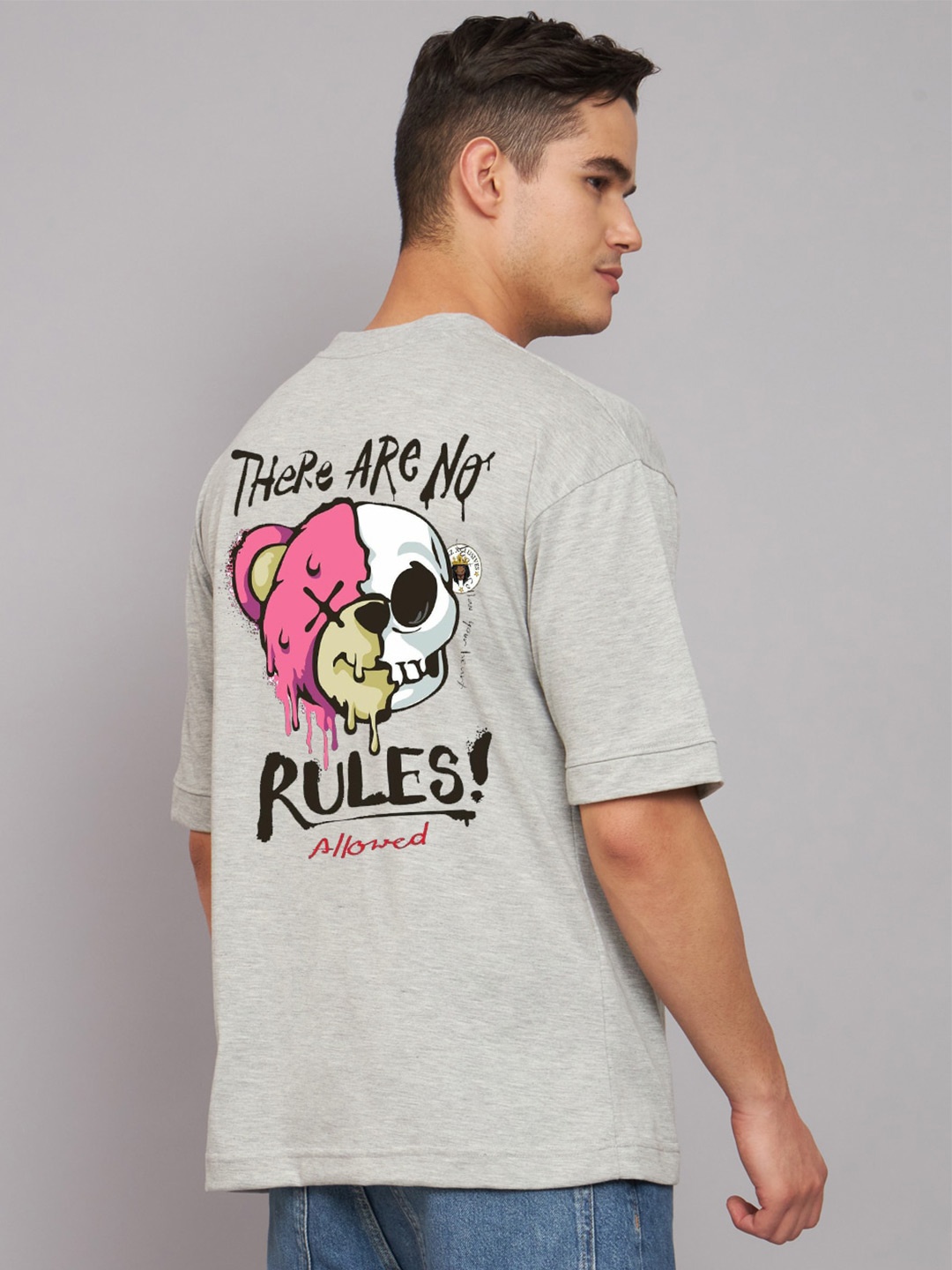 

Imsa Moda Men Graphic Printed Cotton Oversized T-shirt, Grey