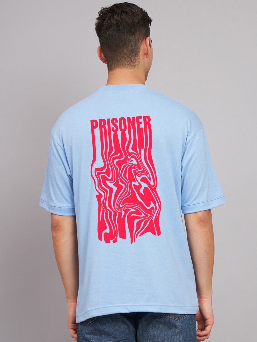 

Imsa Moda Typograpgy Printed Loose Fit T-shirt, Blue