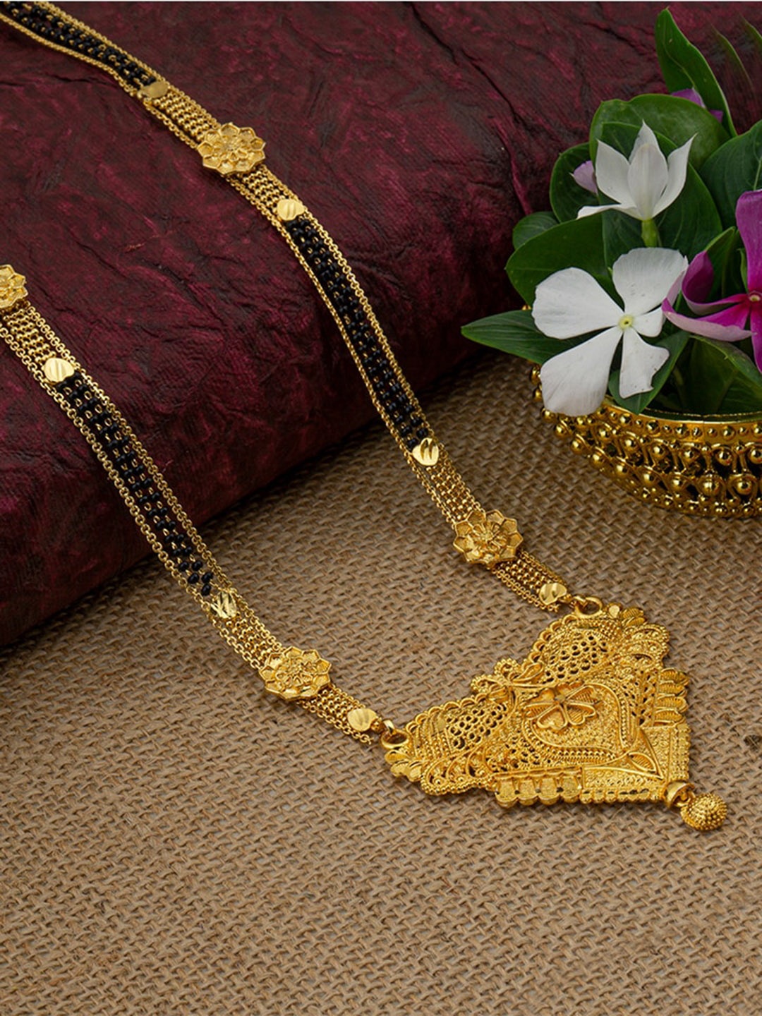 

Ramdev Art Fashion Jwellery Gold-Plated Beaded Mangalsutra