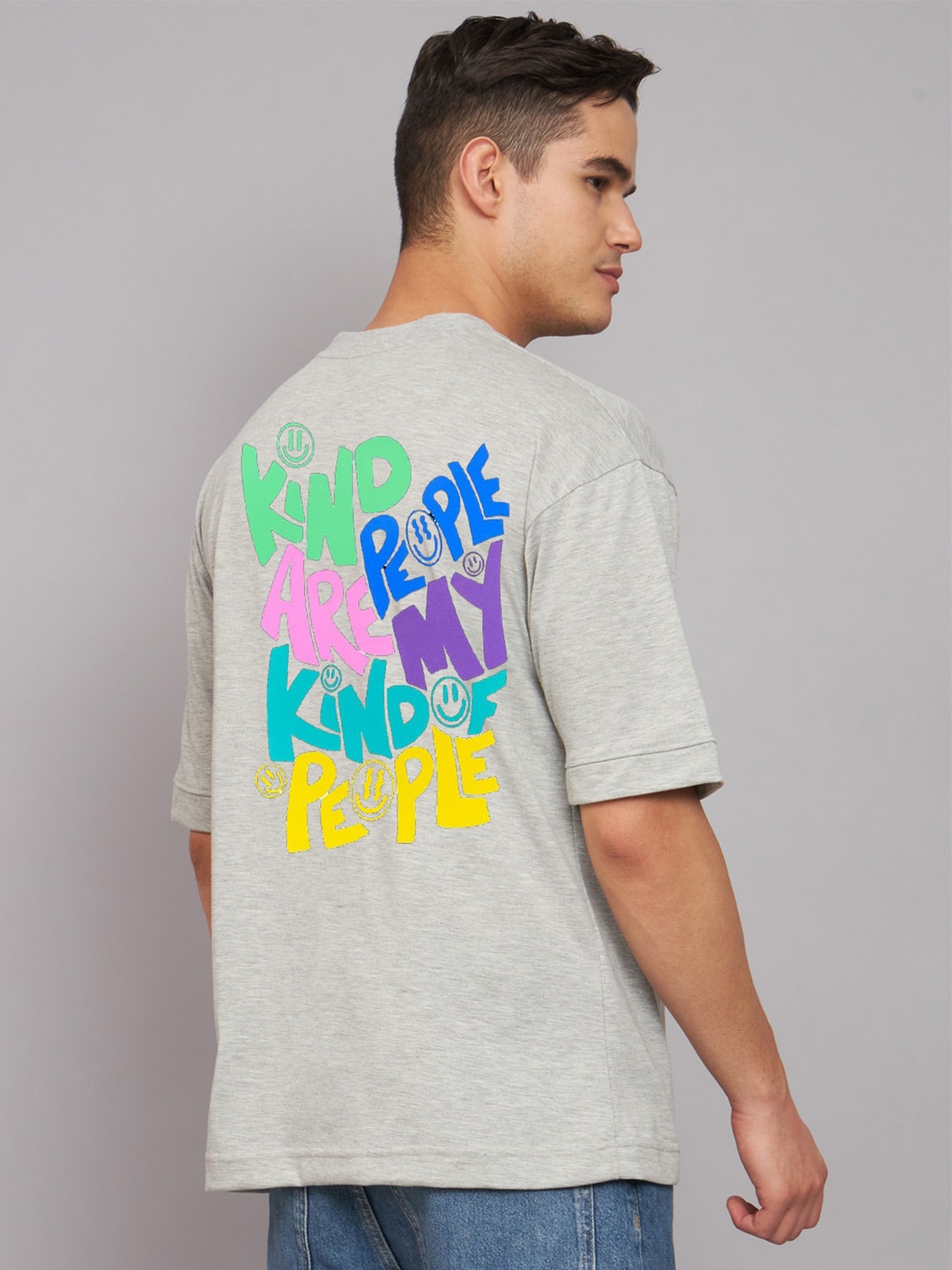 

Imsa Moda Men Typography Printed Cotton Oversized T-shirt, Grey