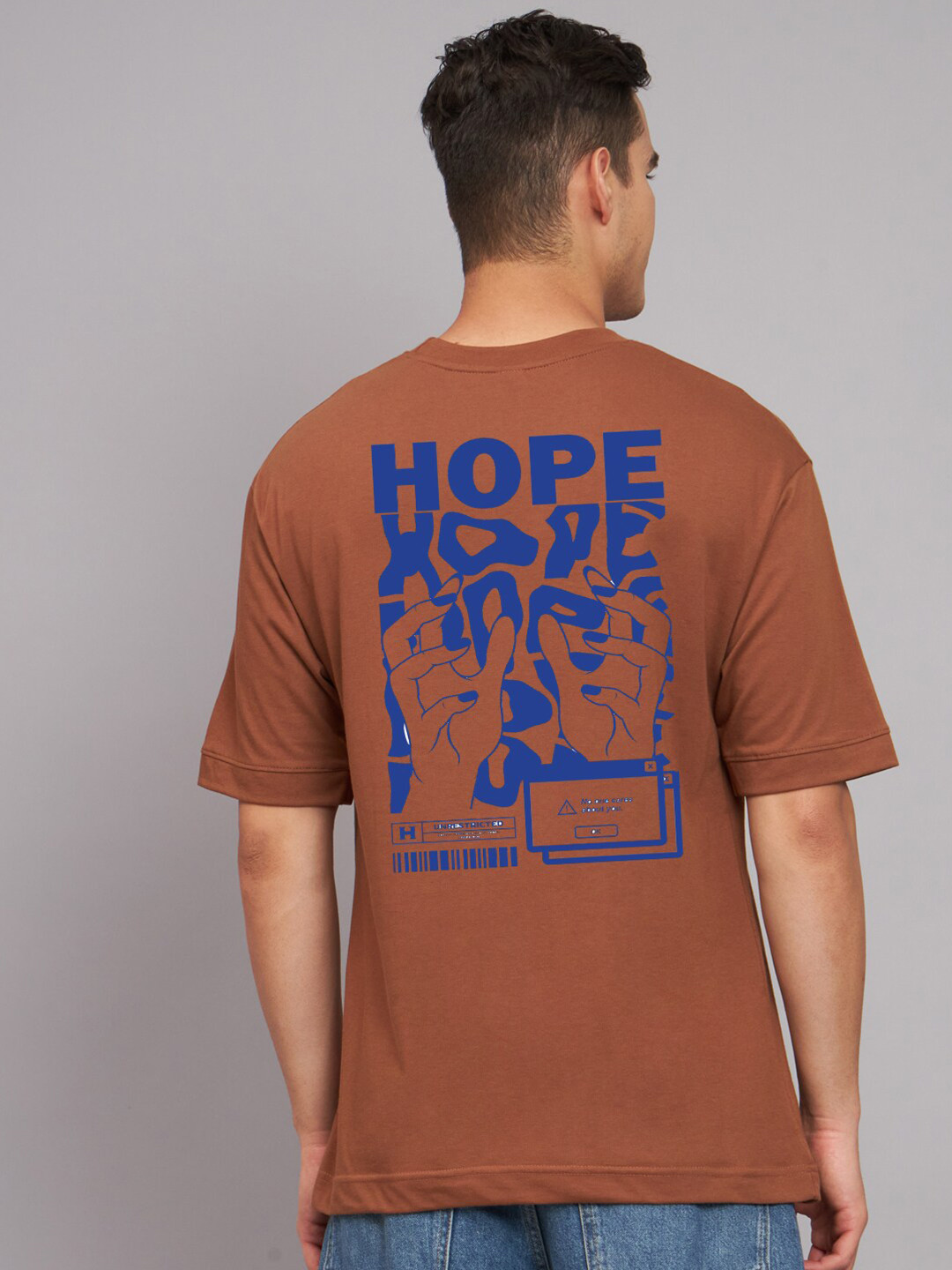 

Imsa Moda Typography Printed Oversized Cotton T-shirt, Coffee brown