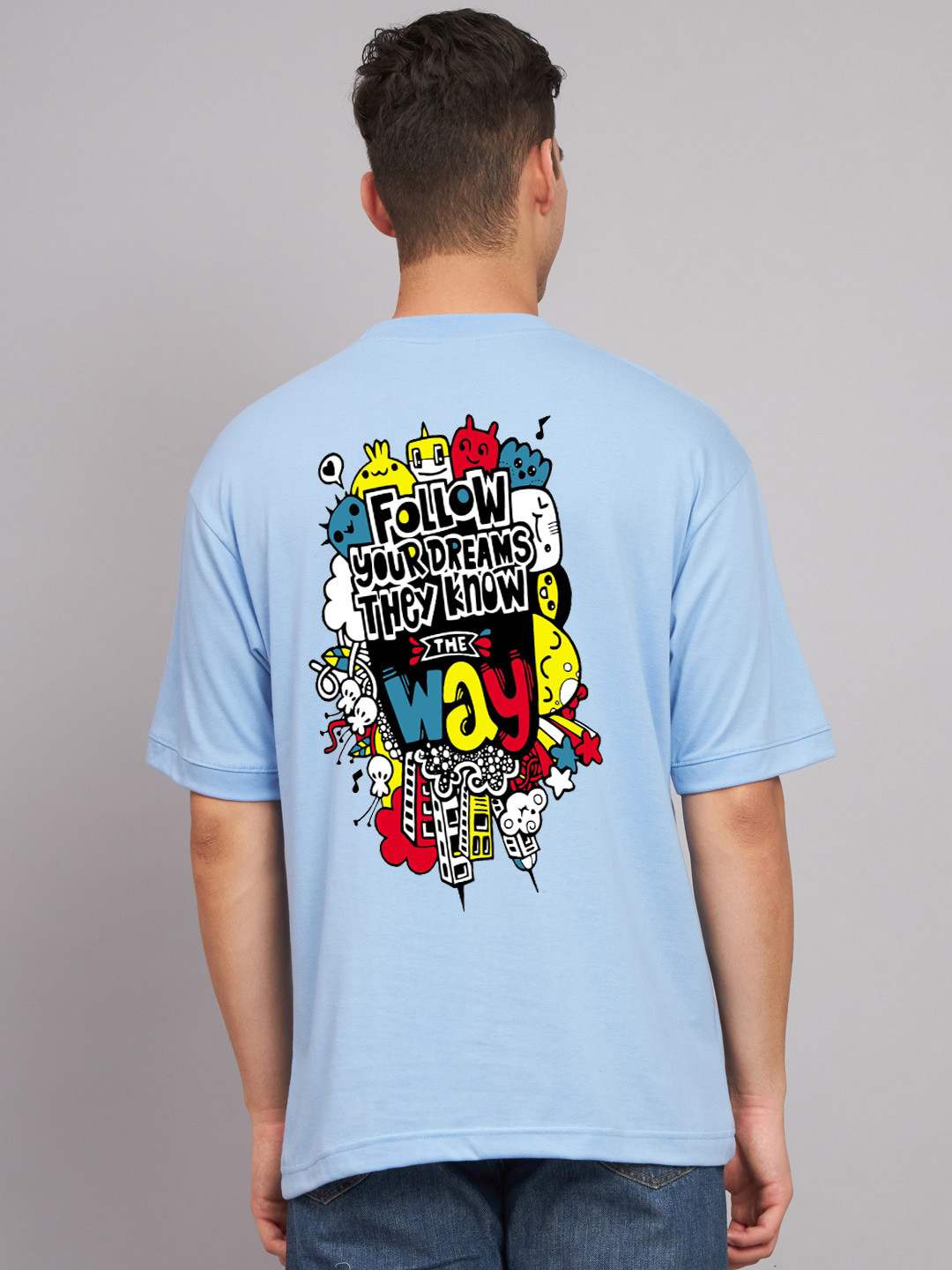 

Imsa Moda Typography Printed Oversized Cotton T-shirt, Blue