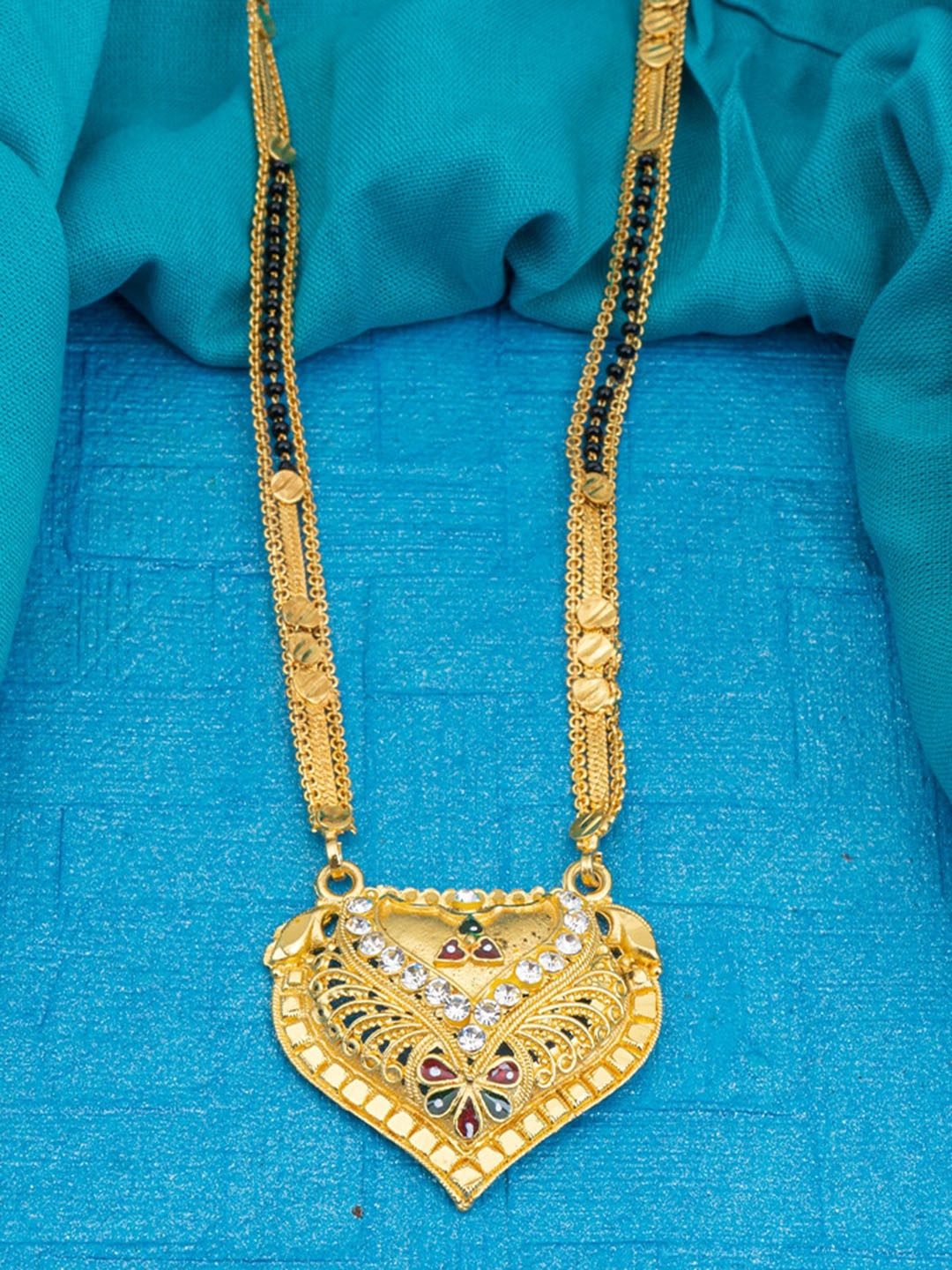 

Ramdev Art Fashion Jwellery Gold-Plated Stone-Studded & Beaded Mangalsutra