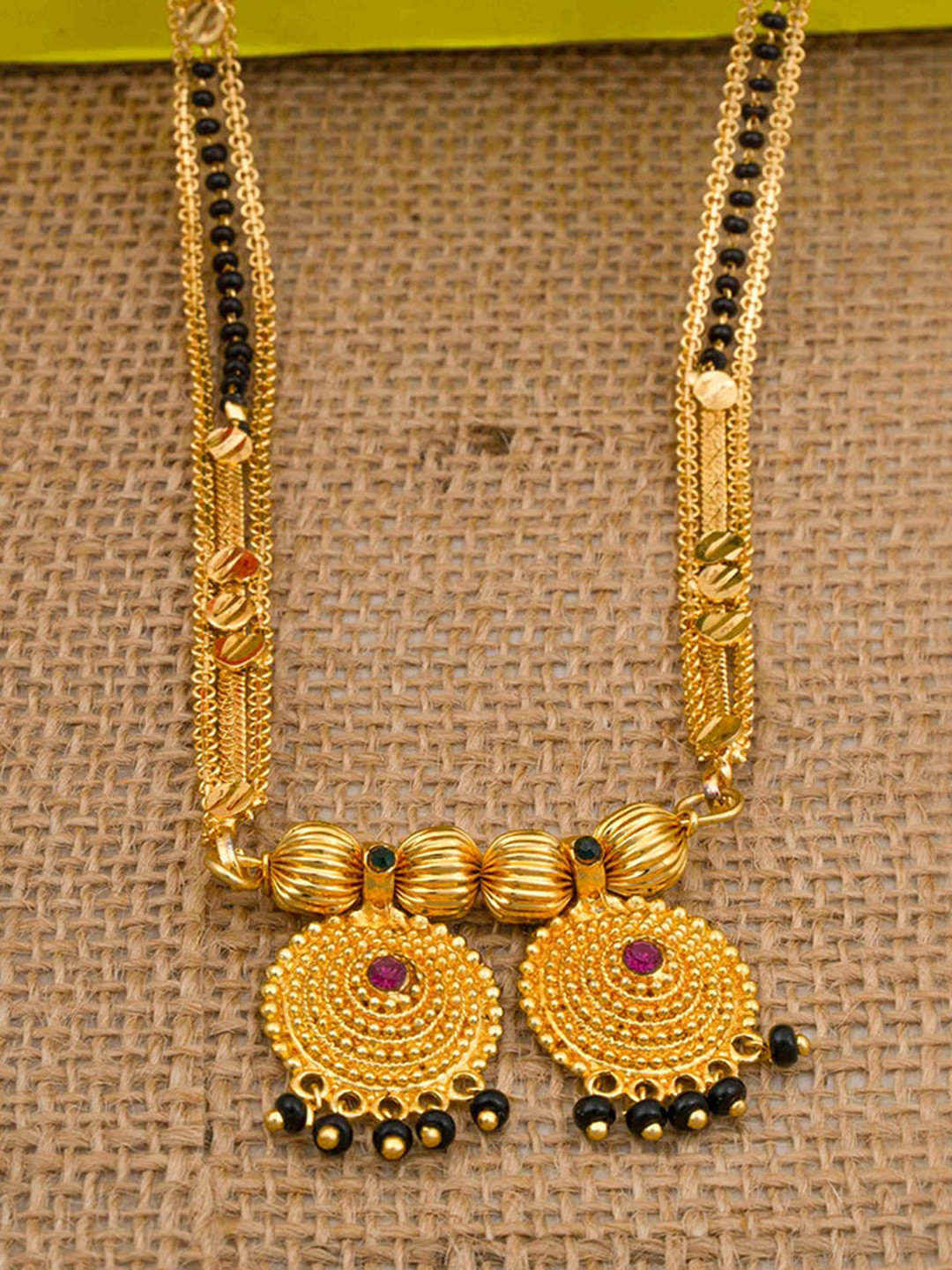 

Ramdev Art Fashion Jwellery Gold-Plated Stone-Studded & Beaded Mangalsutra
