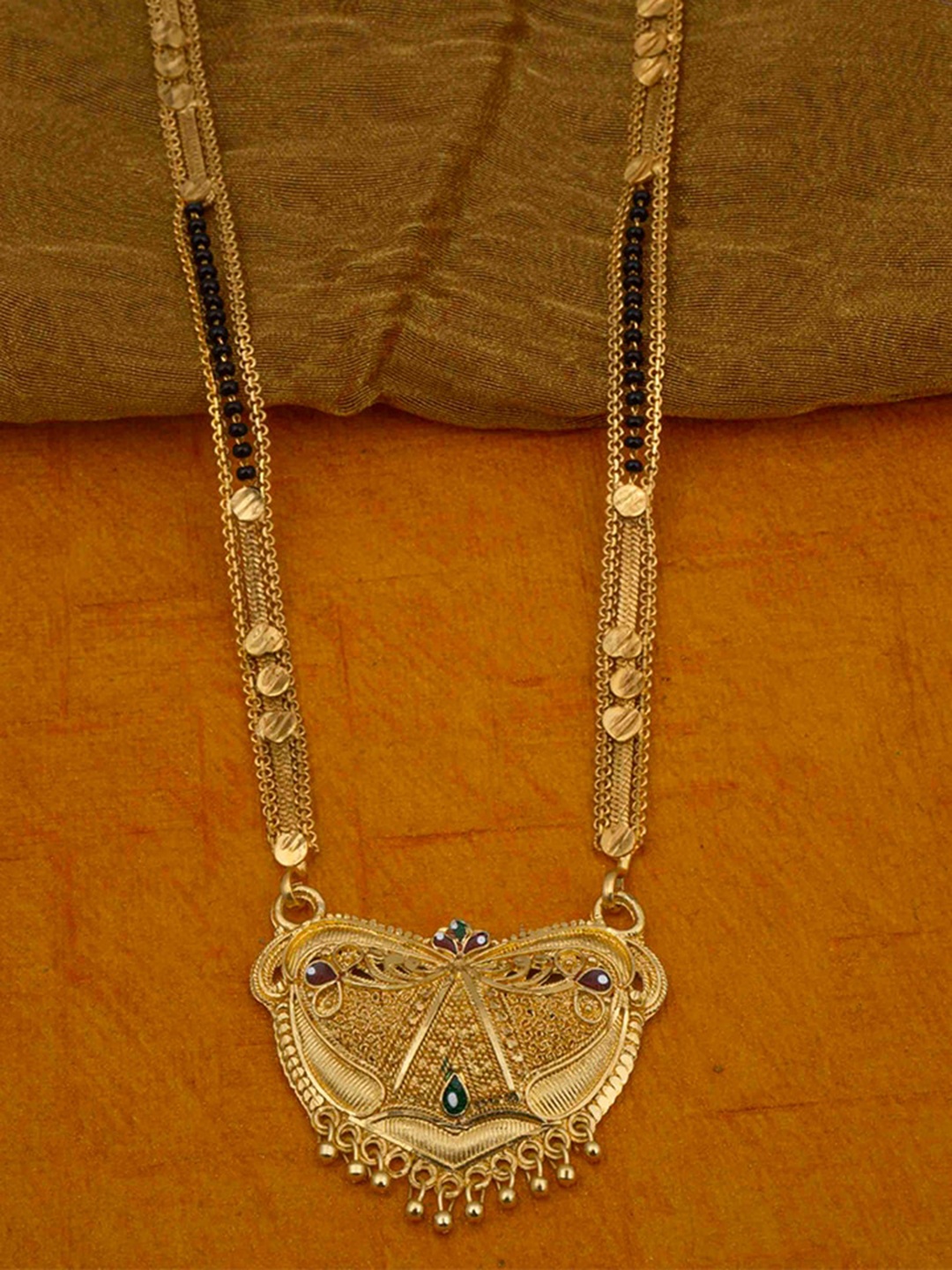 

Ramdev Art Fashion Jwellery Gold-Plated Stone-Studded & Beaded Mangalsutra