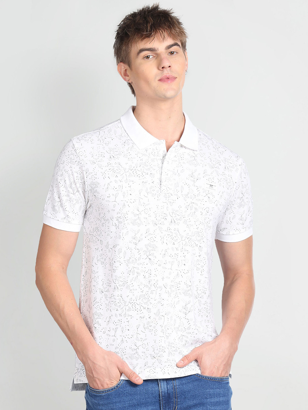 

Flying Machine Floral Printed Cotton T-shirt, White