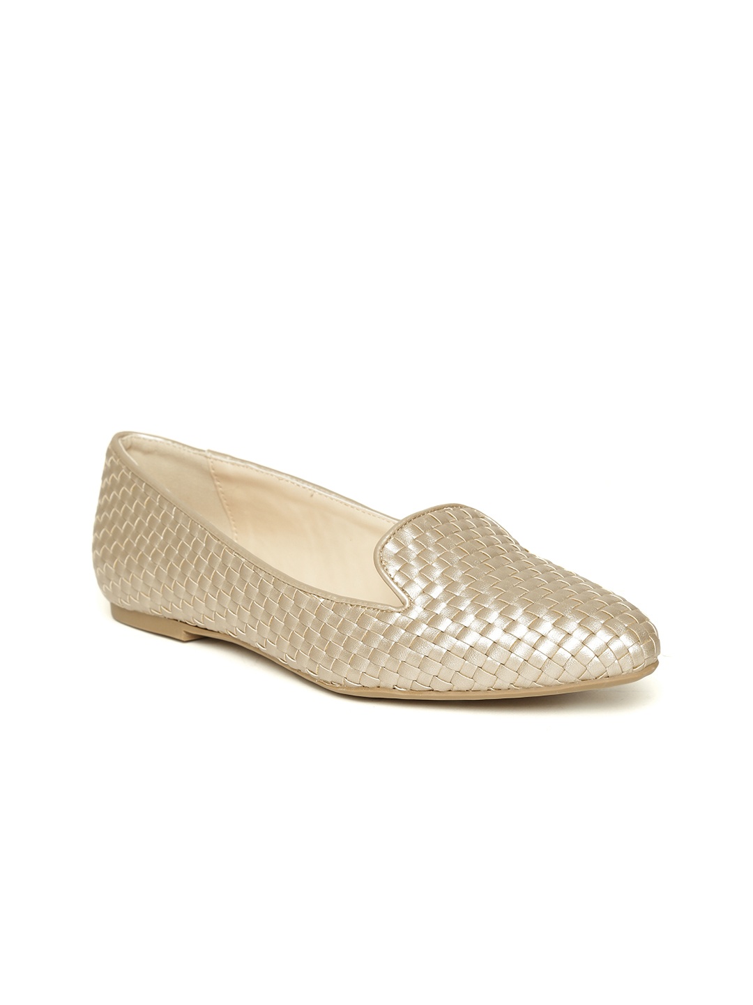 

Allen Solly Women Gold-Toned Basketweave Ballerinas
