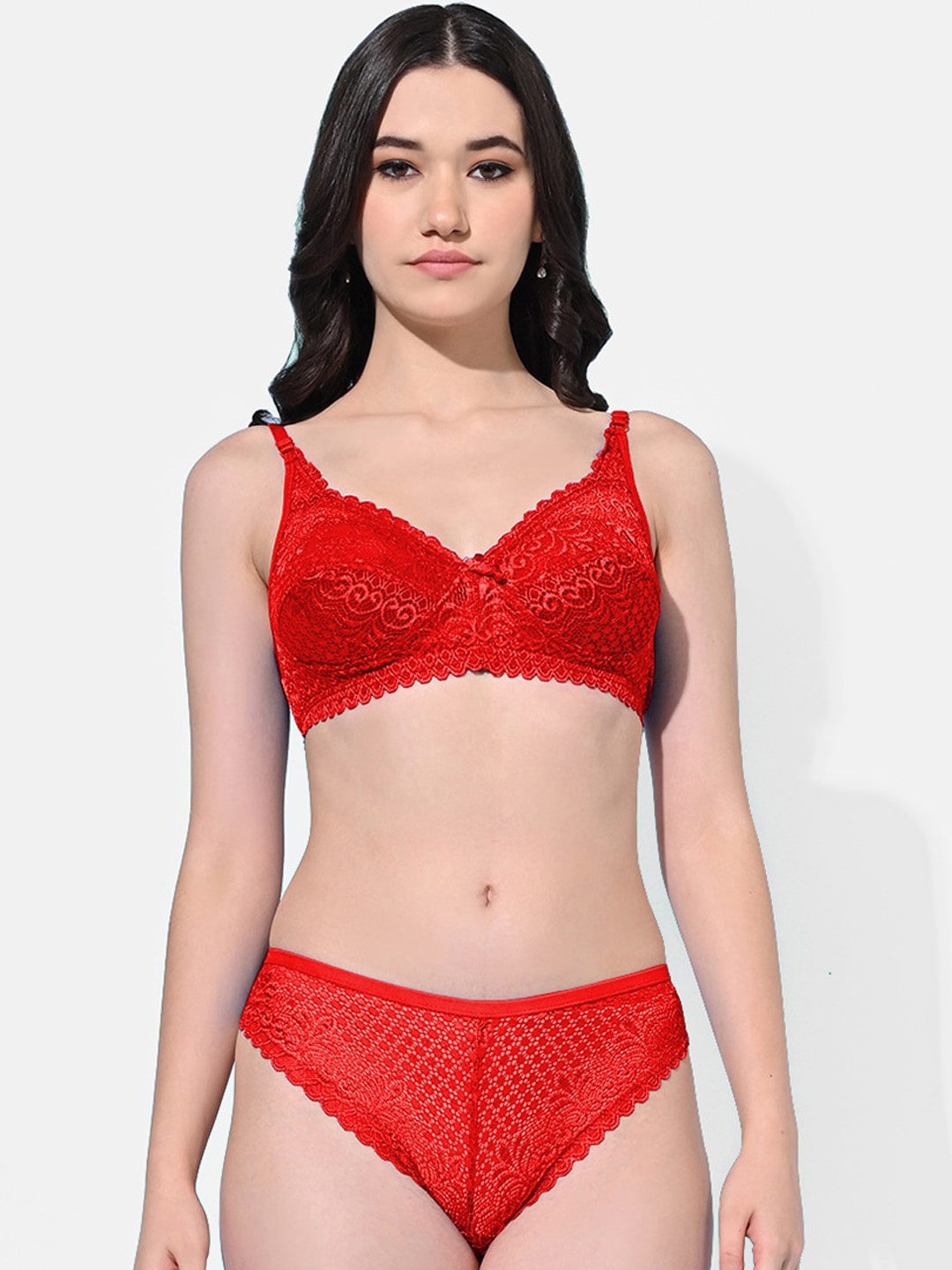 

FIMS Self-Design Non-Padded Lingerie Set, Red