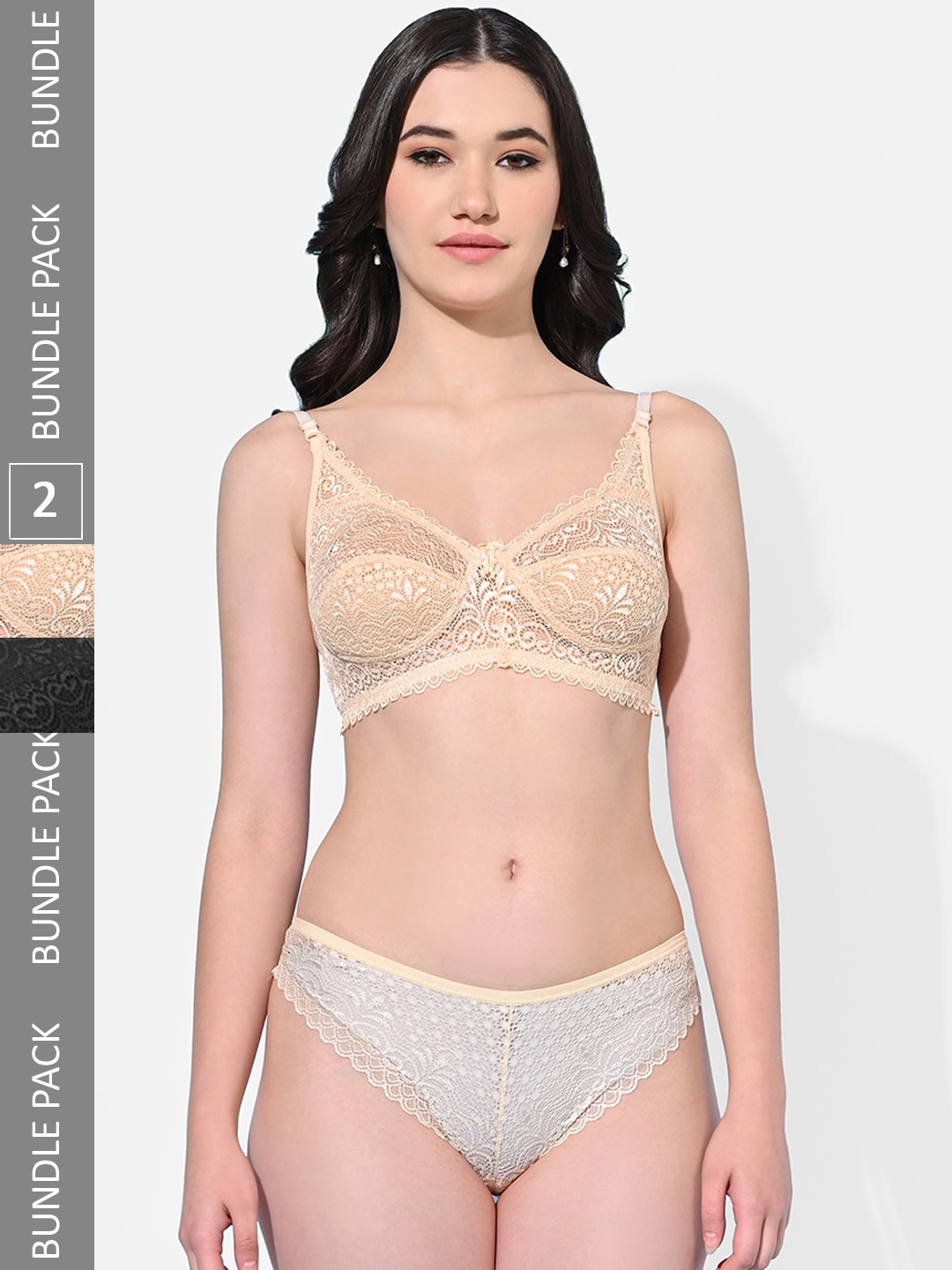 

FIMS Pack Of 2 Self-Design Lingerie Set, Beige