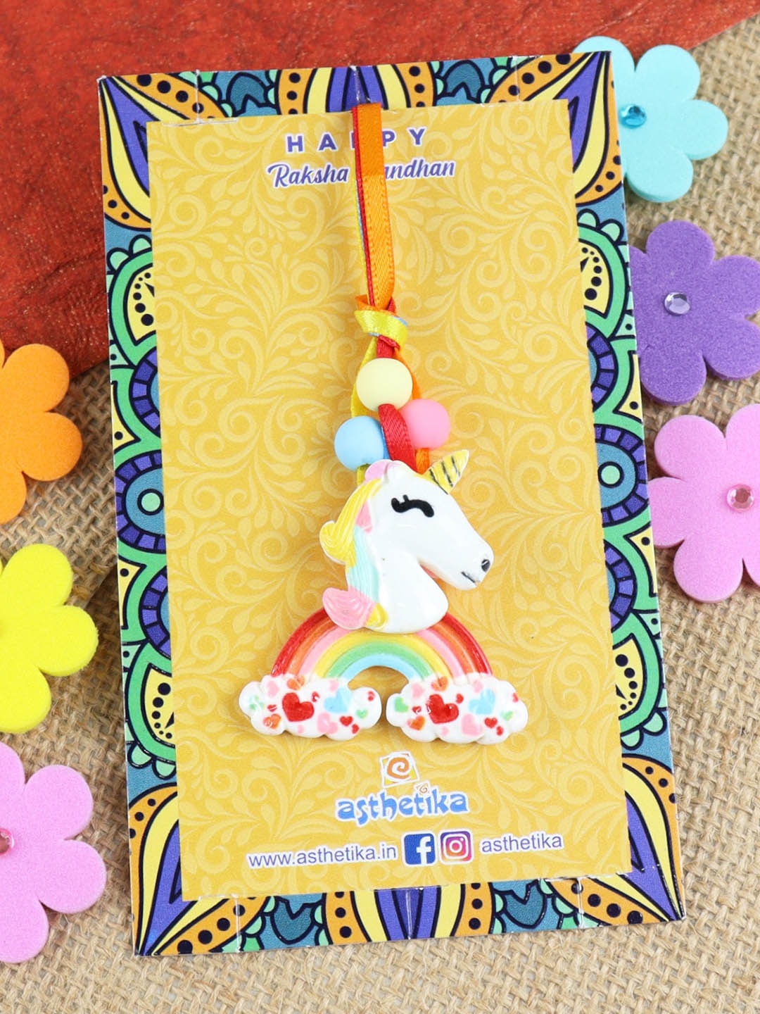 

Asthetika Girls Unicorn Lumba Rakhi, Red