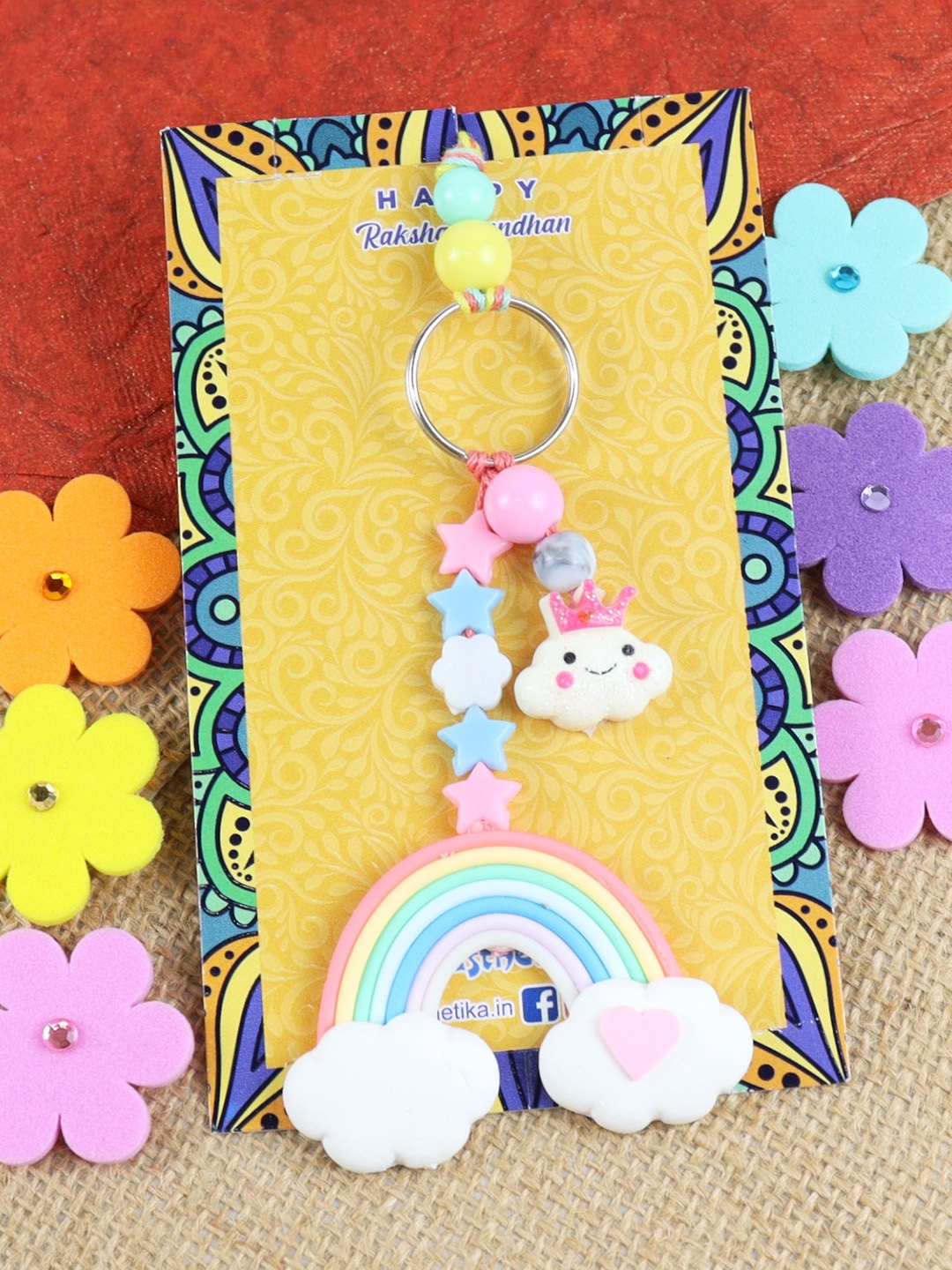 

Asthetika Girls Rainbow Keychain Lumba Rakhi, Pink