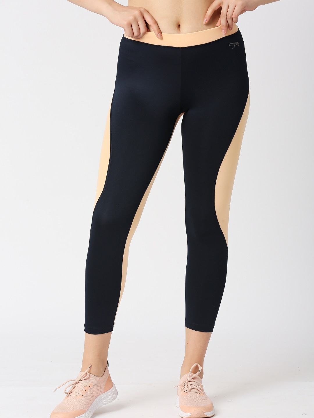 

Lovable Sport Women Mid-Rise Colourblocked Ankle Length Track Pants, Navy blue