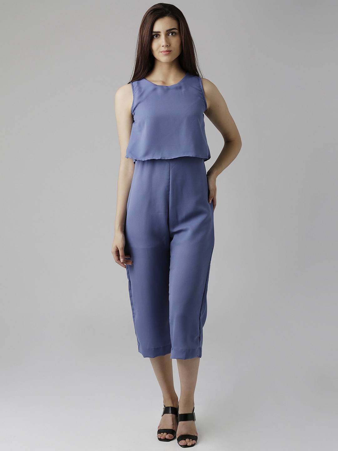 

Miss Chase Blue Solid Culotte Jumpsuit